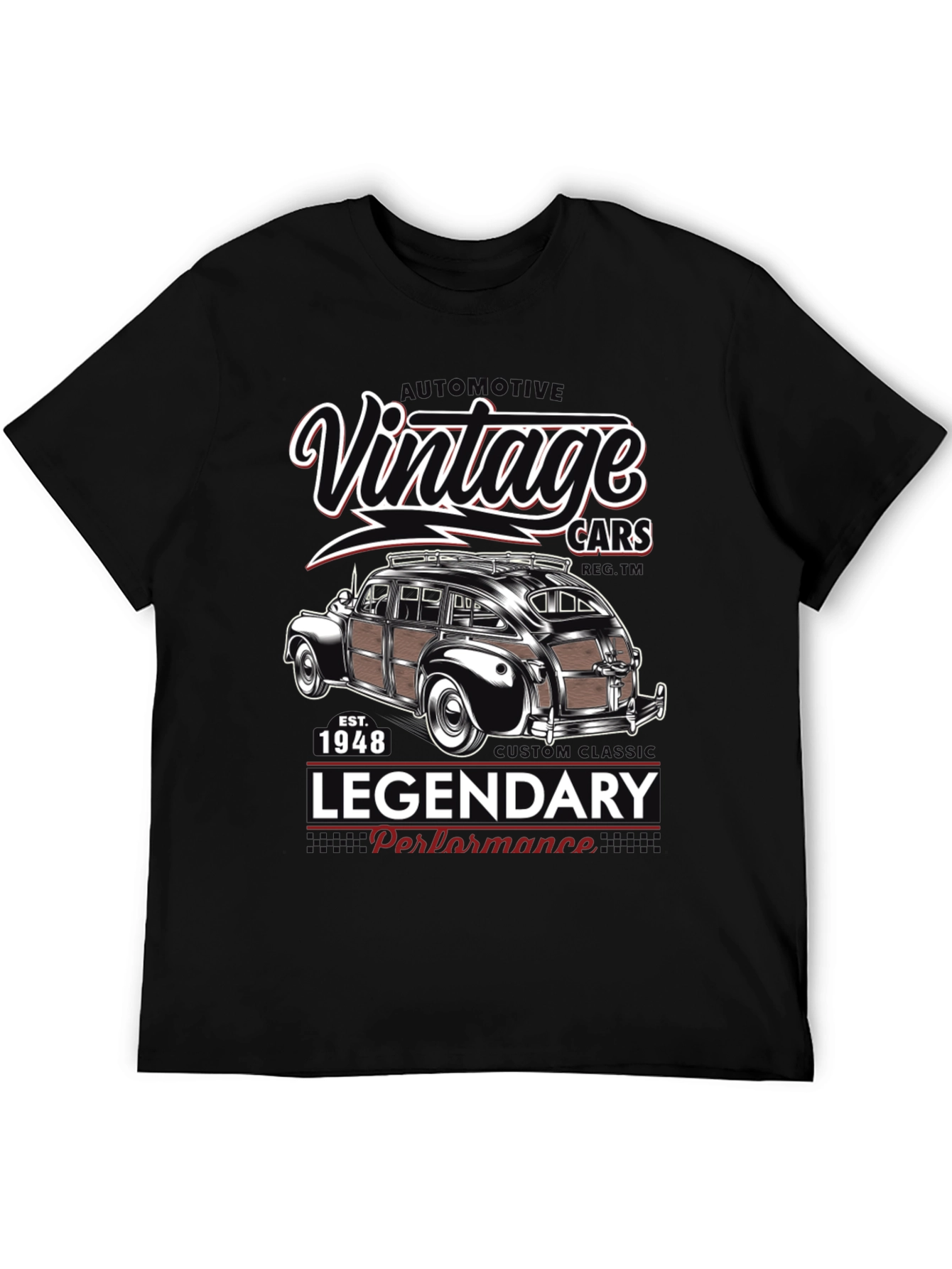 Black Vintage Cars T-Shirt - Legendary Performance 1948 view 5