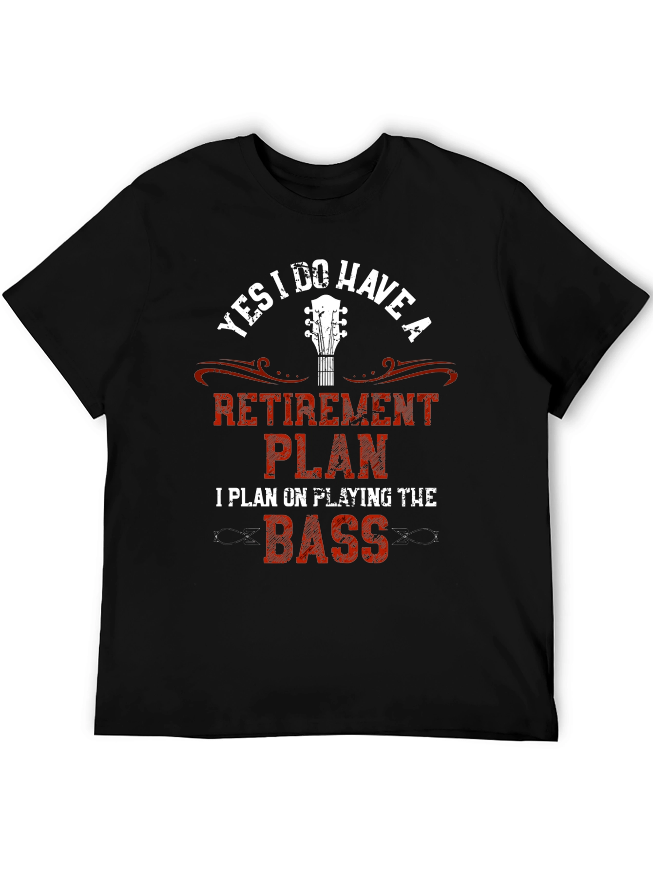 Black Retirement Plan Bass Guitar Graphic T-Shirt view 5