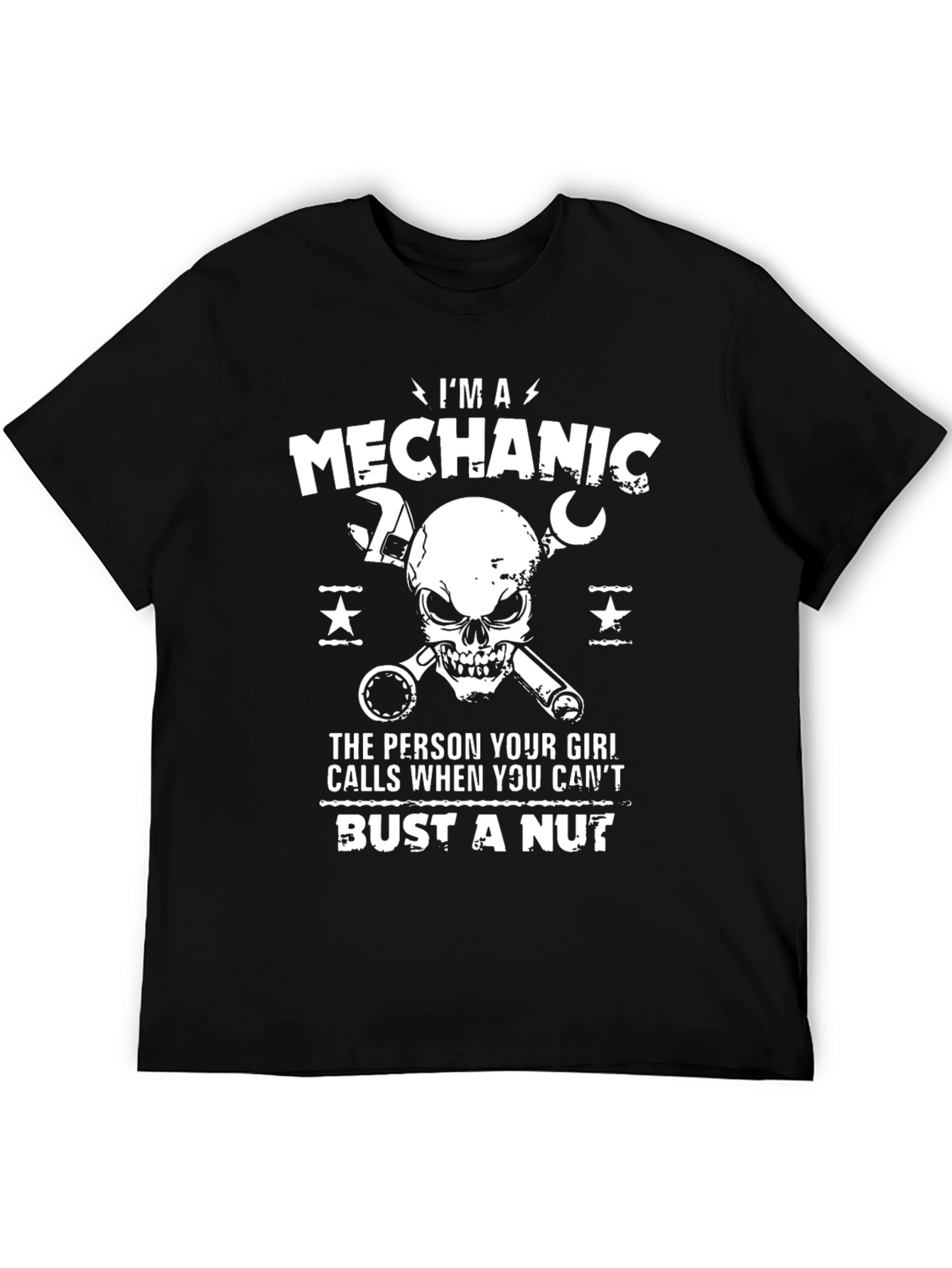 Black Mechanic Skull Graphic Tee - Bust a Nut Joke view 5