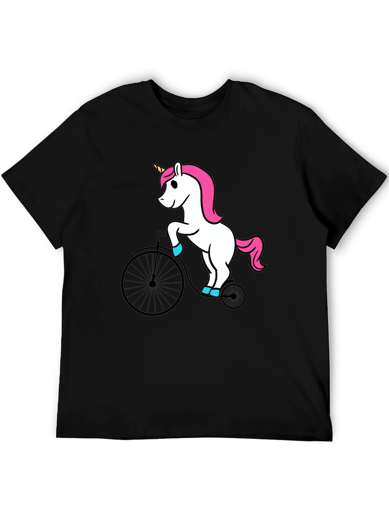 Black Unicorn on Bike Graphic Tee - Black view 5