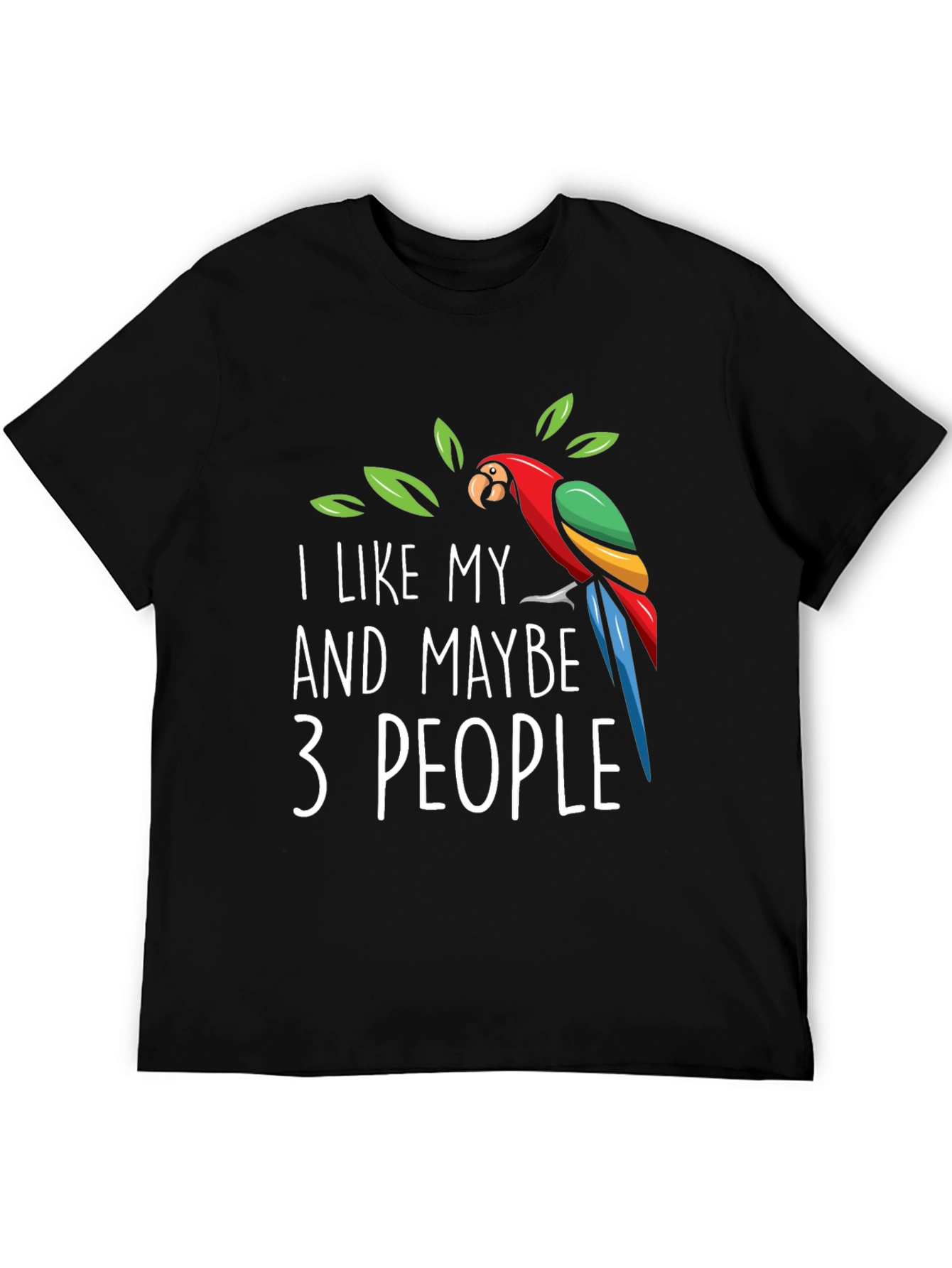 Black I Like My Parrot and Maybe 3 People - Graphic Tee view 5