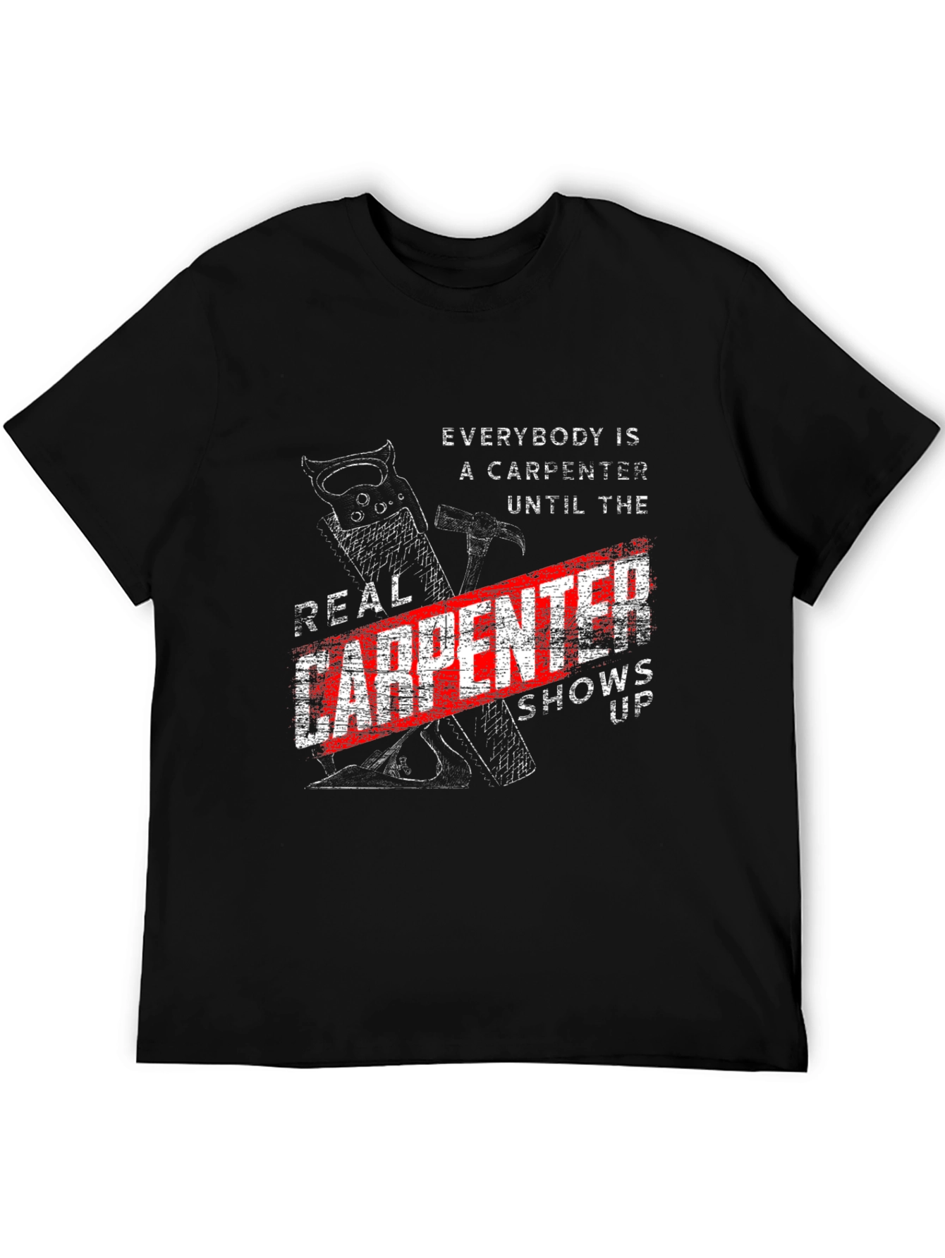 Black Real Carpenter T-Shirt - Funny Carpenter Gift view 5