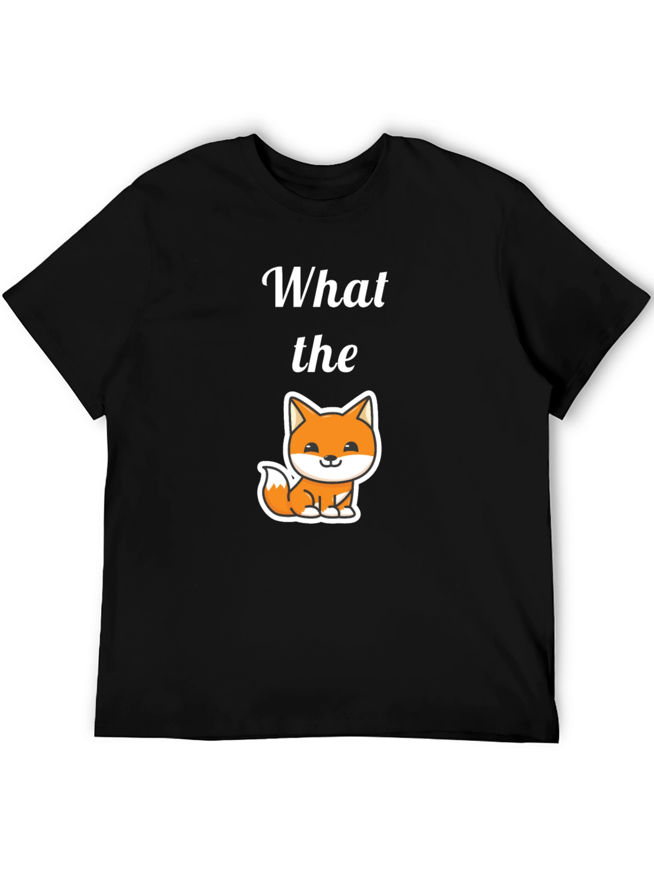 Black What the Fox T-Shirt, Men's Black Tee view 5