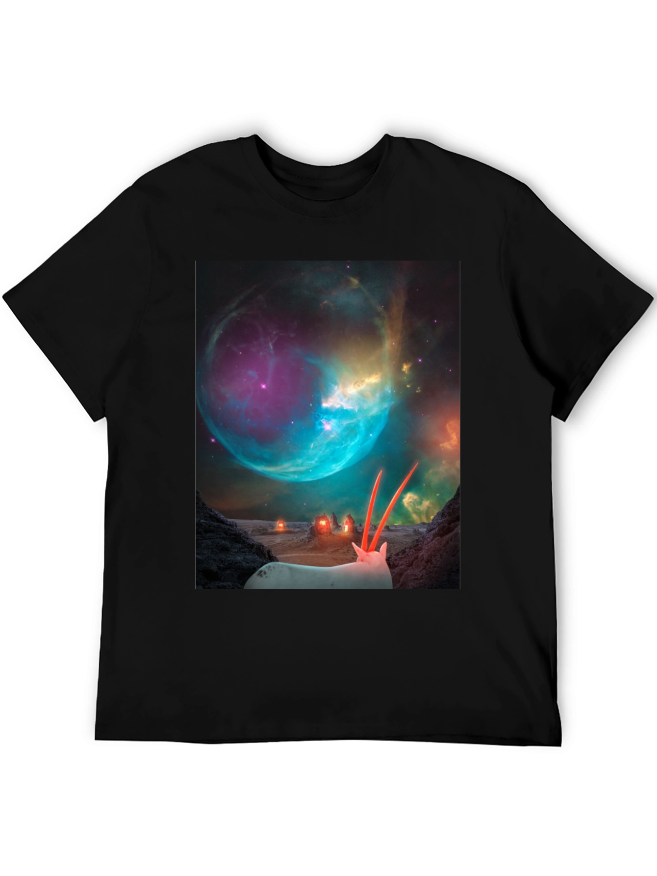 Black Sci-Fi Alien Landscape T-Shirt view 5