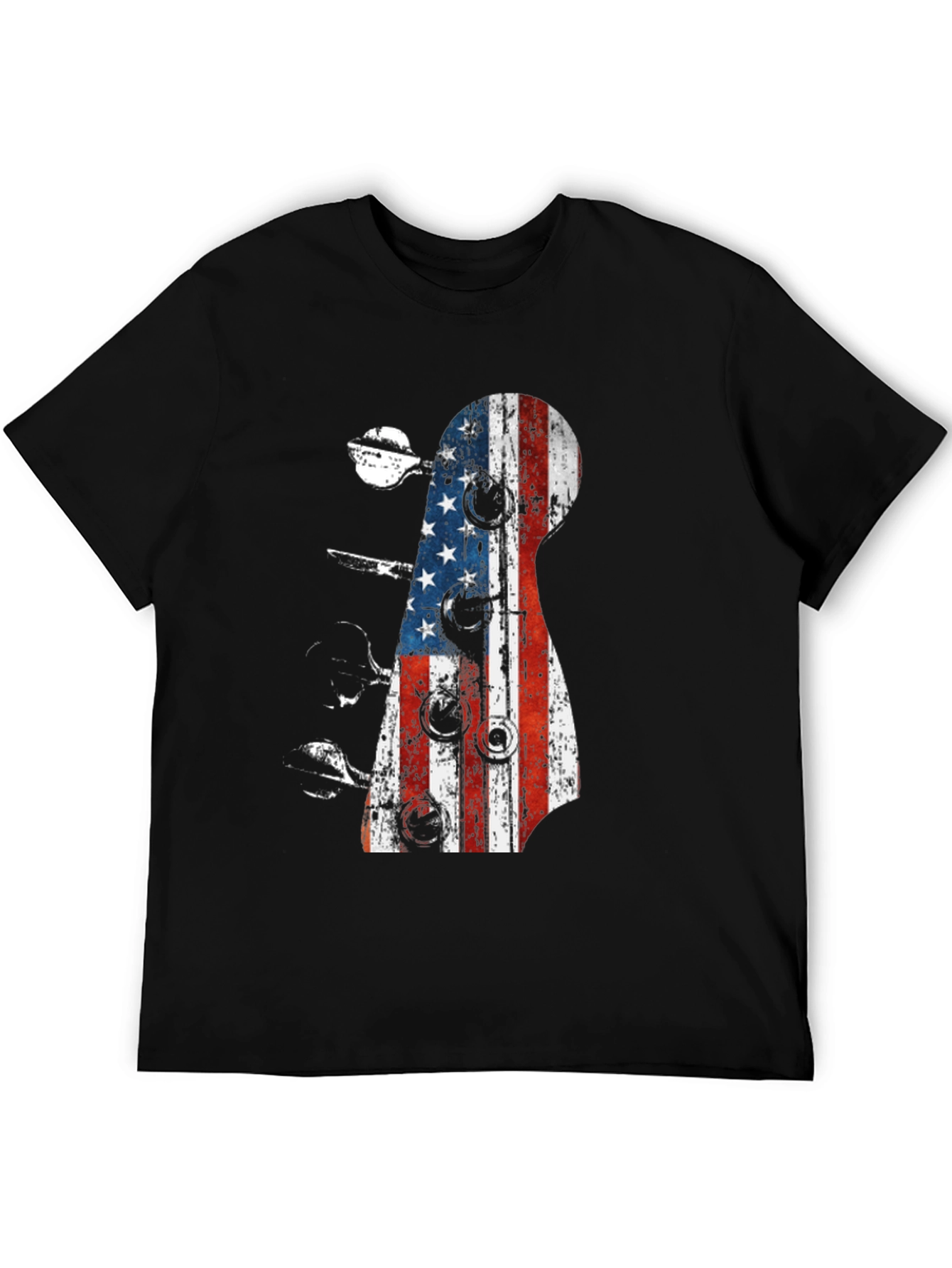 Black American Flag Guitar T-Shirt view 5