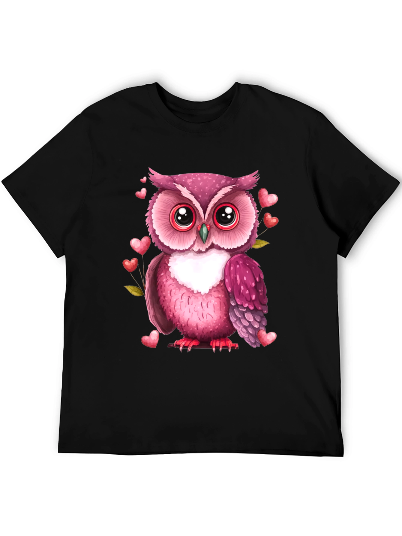 Black Owl Heart Valentine's Day Tee view 5