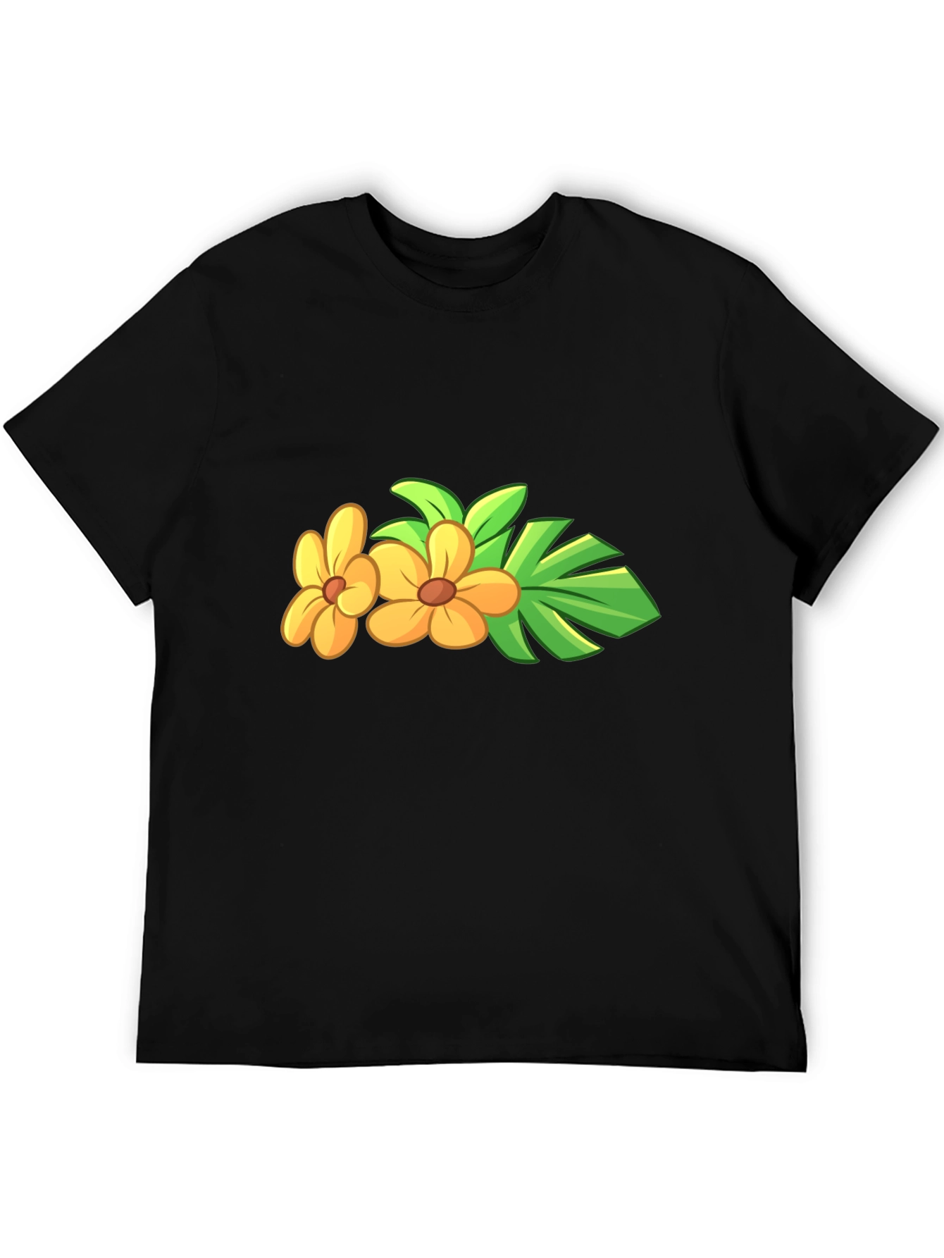 Black Tropical Flower Black T-Shirt view 5