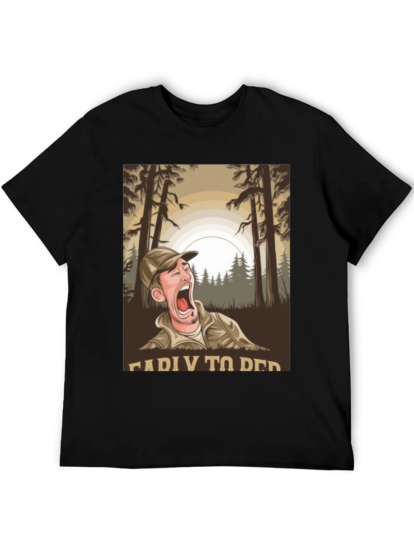 Black Funny Camping T-Shirt: Ready To Bed Graphic Tee view 5