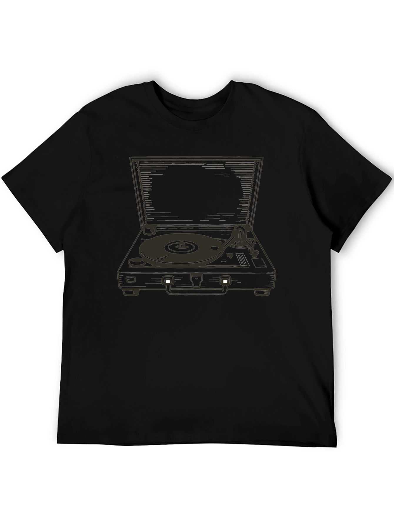 Black Vintage Record Player Graphic Tee - Black view 5