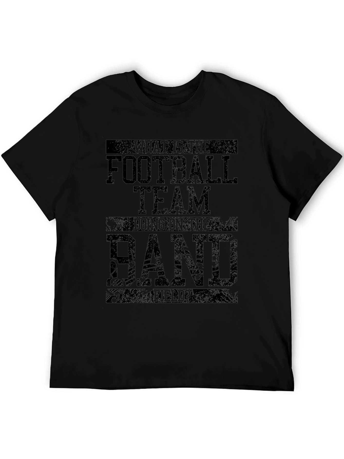 Black Funny Football Team Band Field Black T-Shirt view 5
