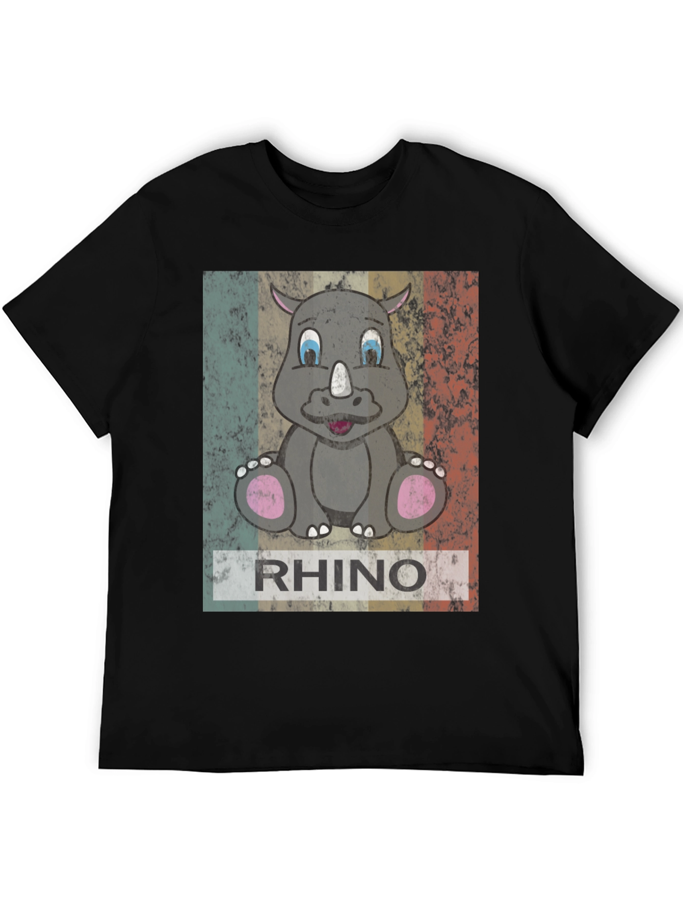 Black Retro Rhino Graphic T-Shirt - Men's Black Tee view 5