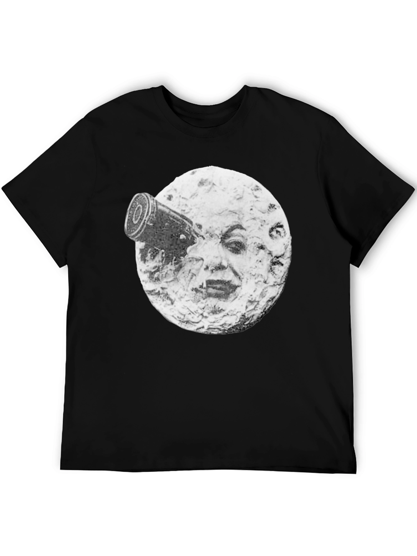 Black A Trip to the Moon T-Shirt, Black Crew Neck view 5