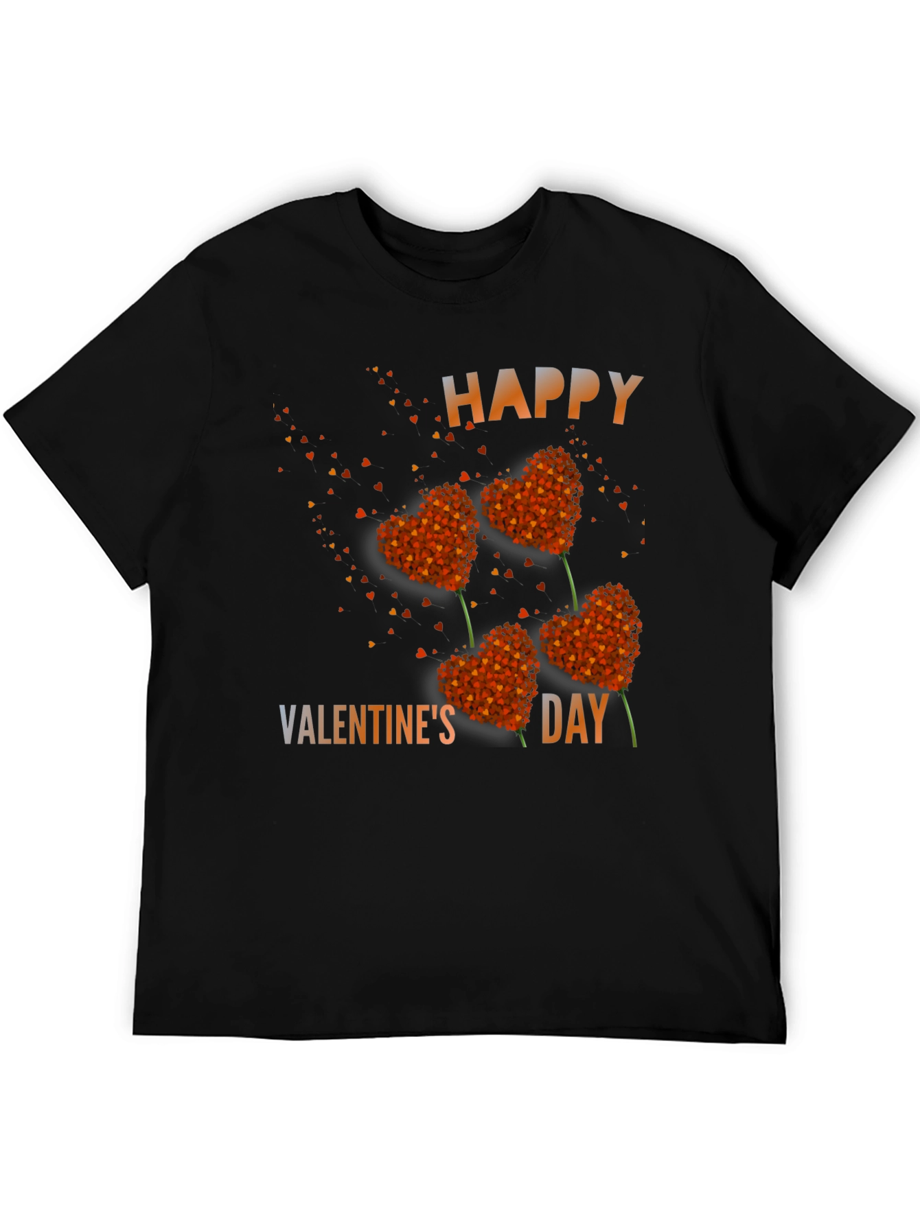 Black Happy Valentine's Day Heart Flower T-Shirt view 5