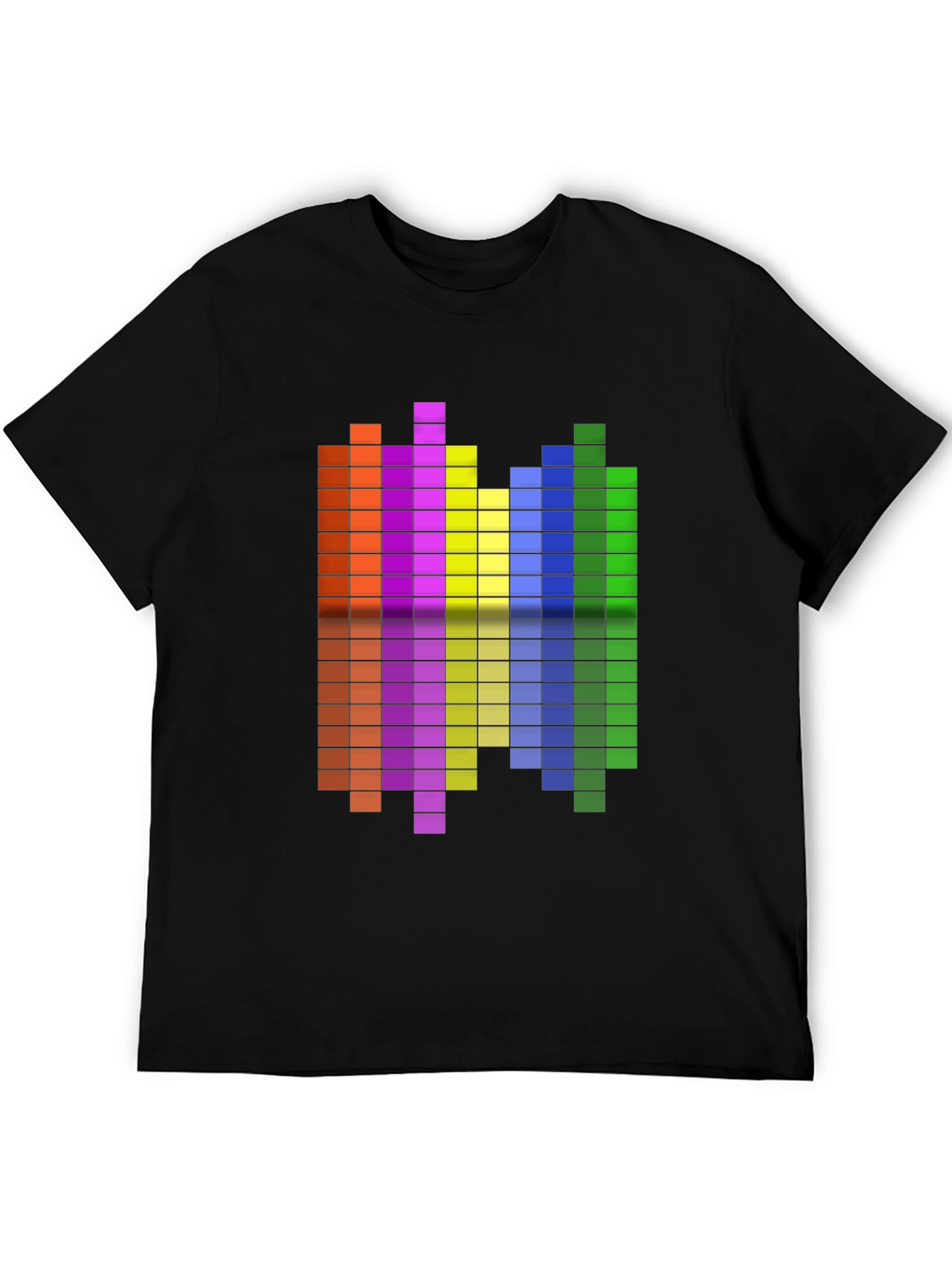 Black Retro Pixel Equalizer Graphic Tee - Black Cotton Shirt view 5