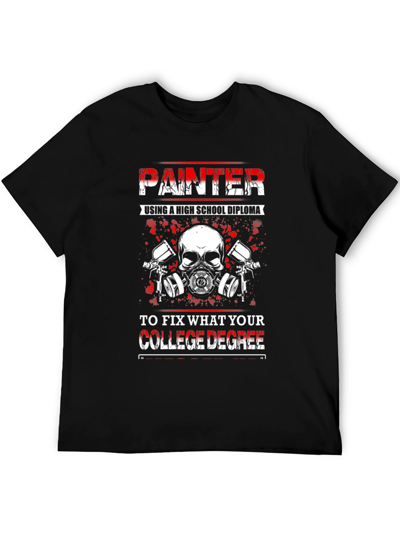 Black Painter High School Diploma Funny T-Shirt view 5