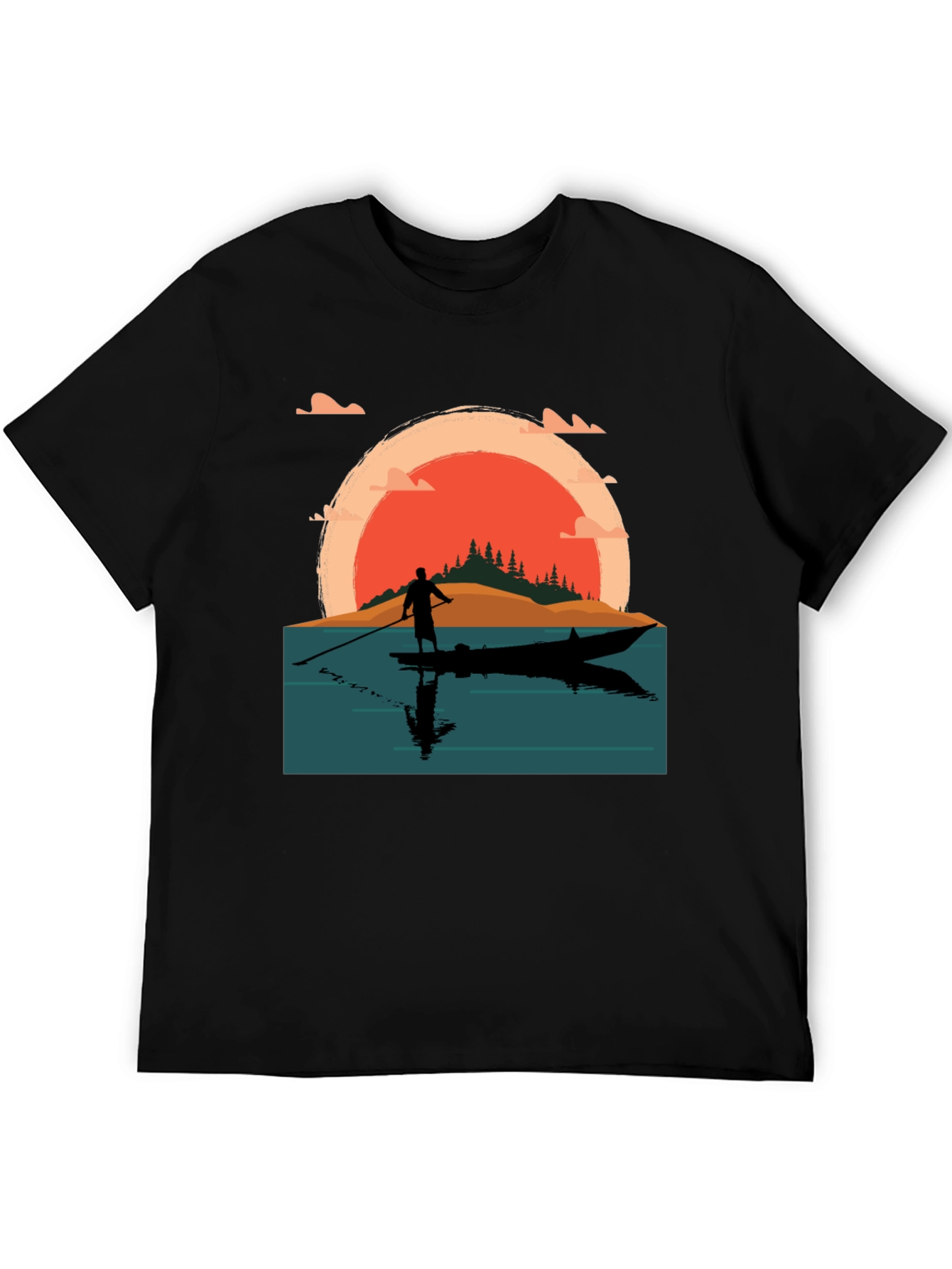 Black Sunset Paddle Board T-Shirt view 5