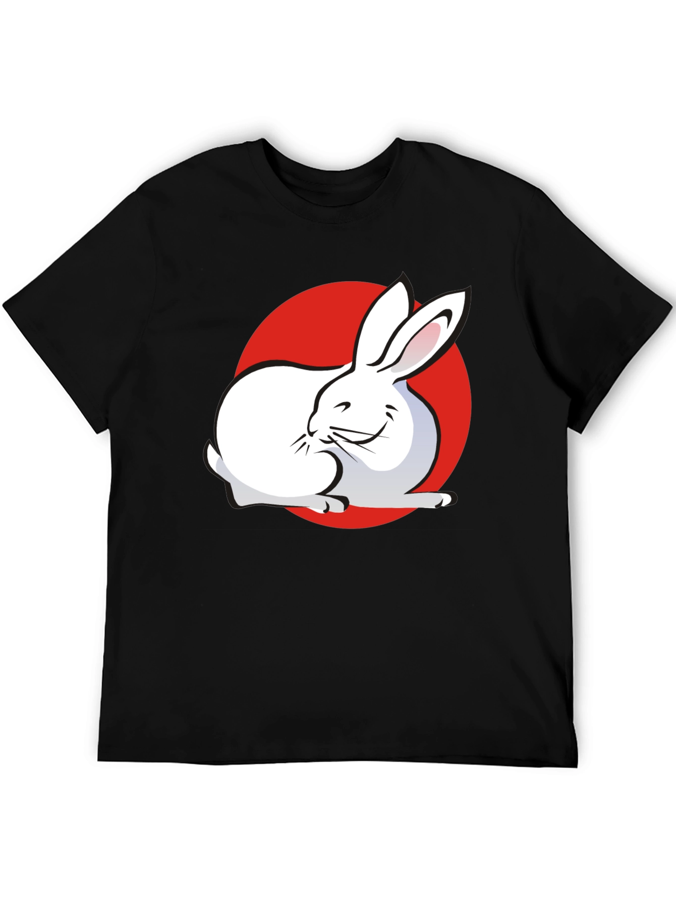 Black Rabbit & Red Circle Graphic Black T-Shirt view 5
