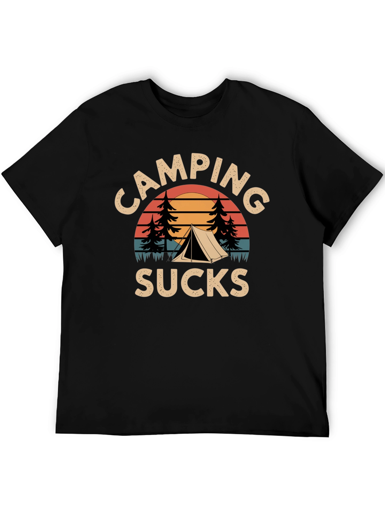 Black Camping Sucks Graphic Tee - Outdoor Humor Shirt view 5
