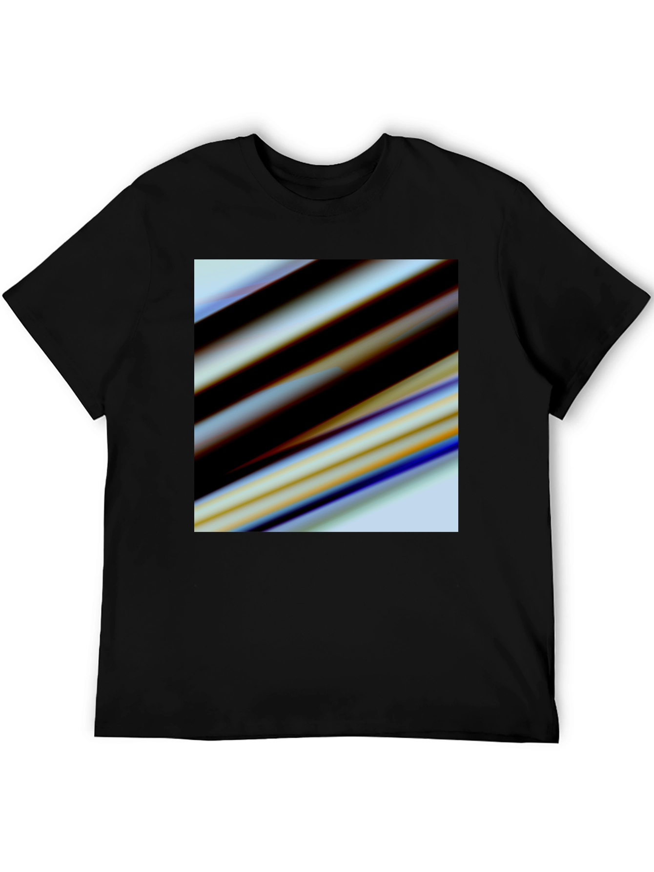 Black Abstract Stripe Graphic Black T-Shirt view 5