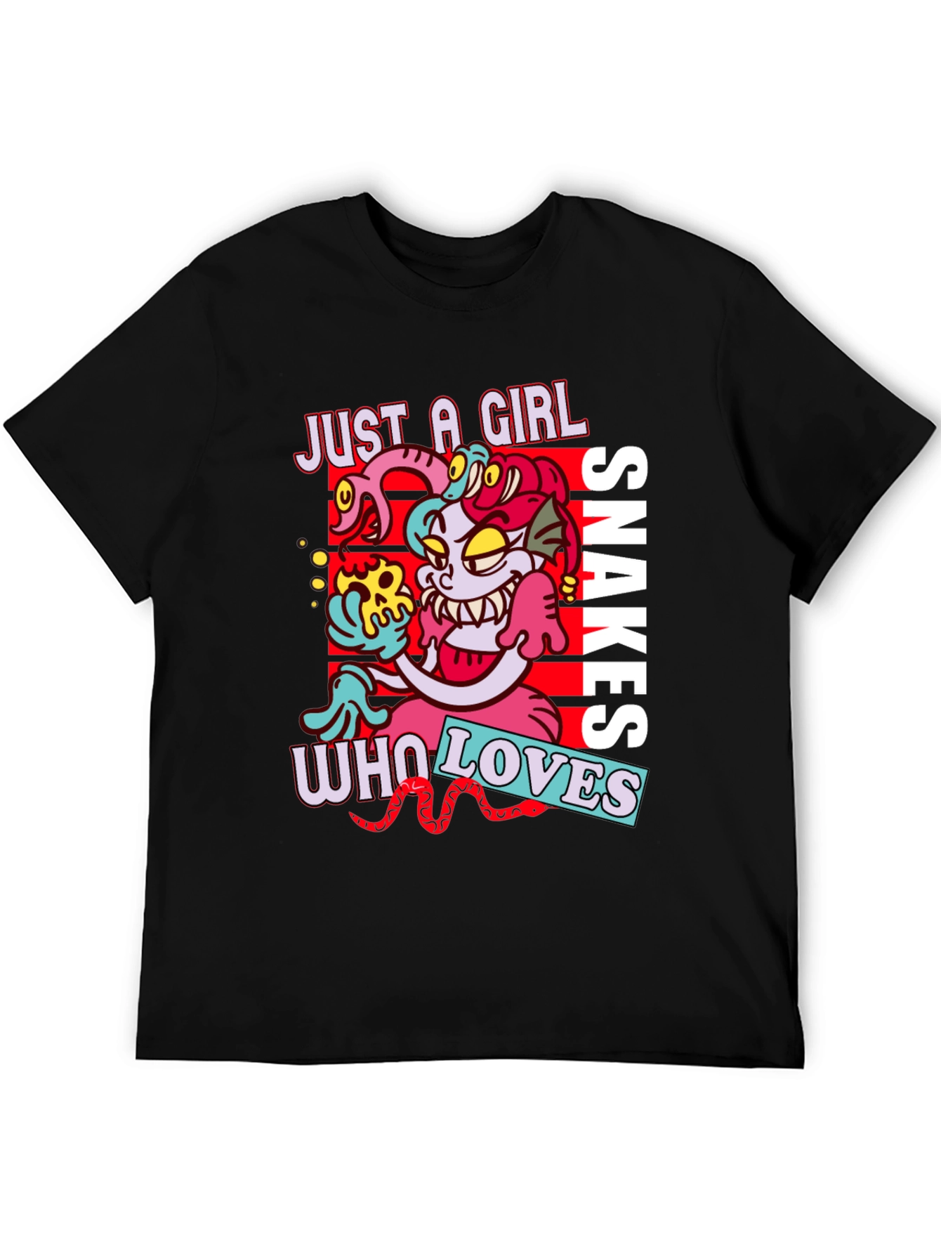 Black Just A Girl Who Loves Snakes Graphic T-Shirt view 5
