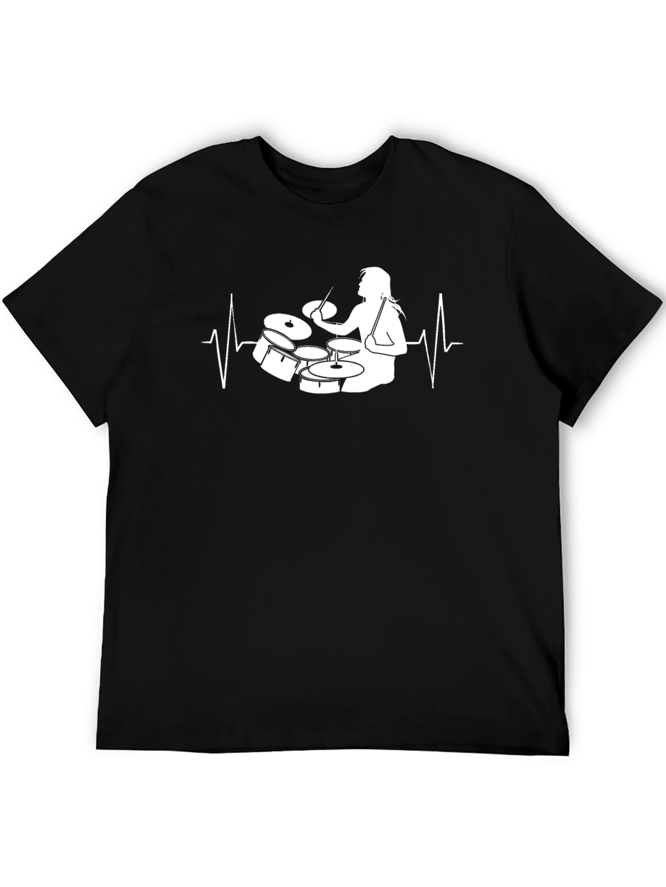 Black Drummer Heartbeat T-Shirt - Music Lover Tee view 5