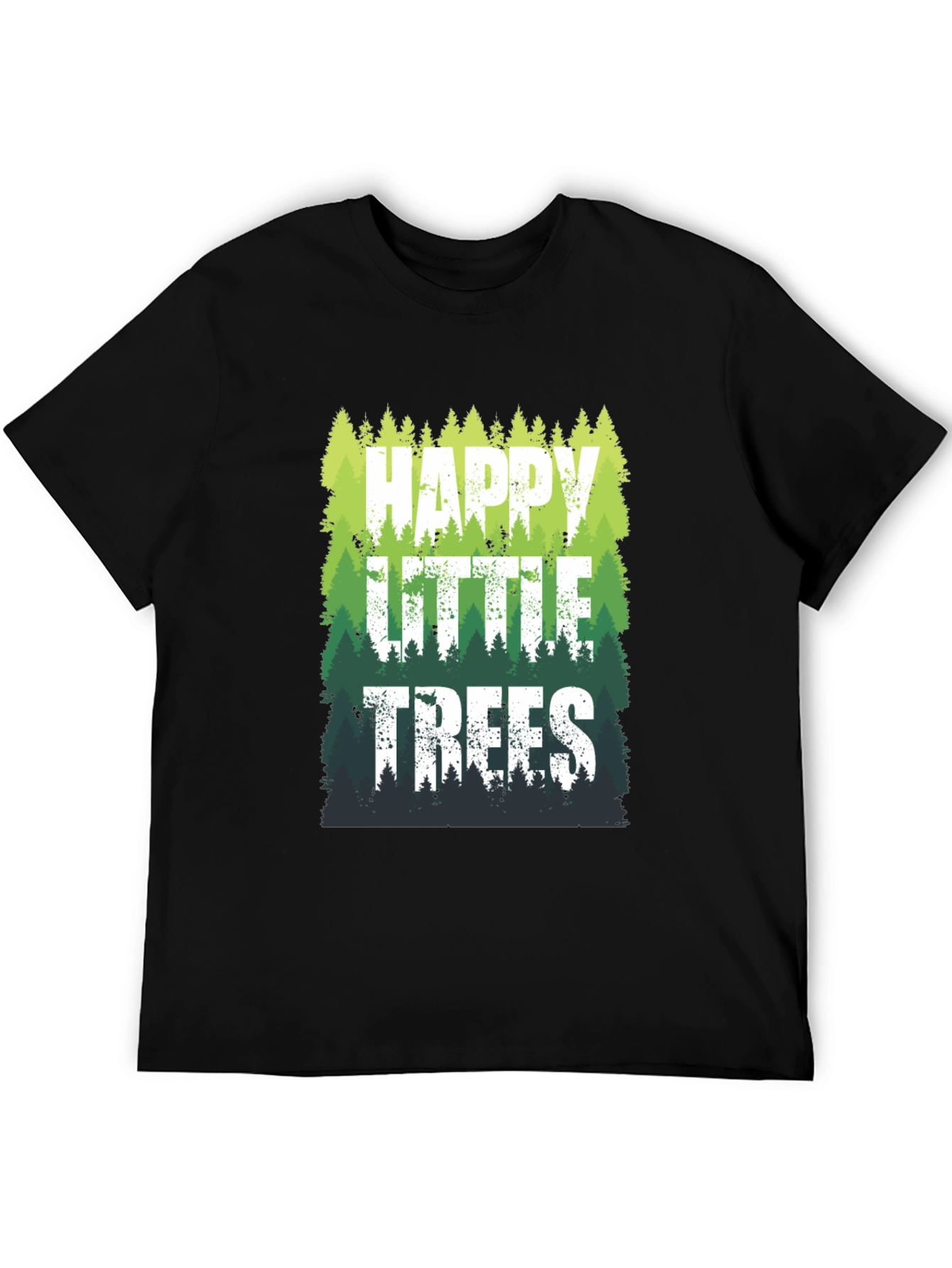 Black Happy Little Trees Graphic T-Shirt view 5