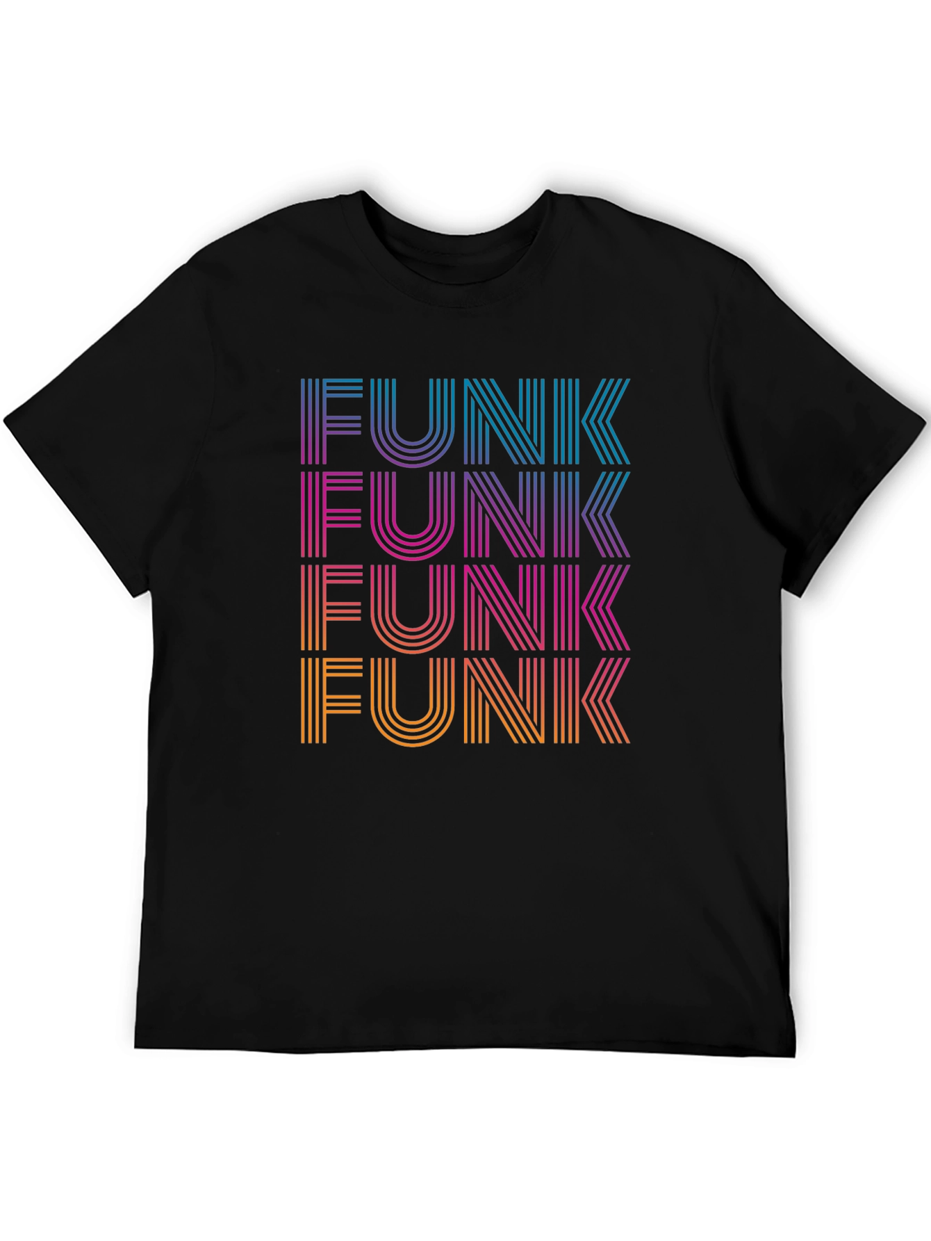 Black Retro Funk T-Shirt - Striped Text Design view 5