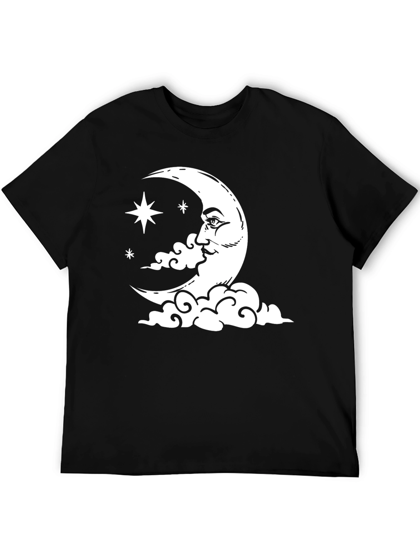 Black Celestial Moon & Stars Graphic T-Shirt view 5