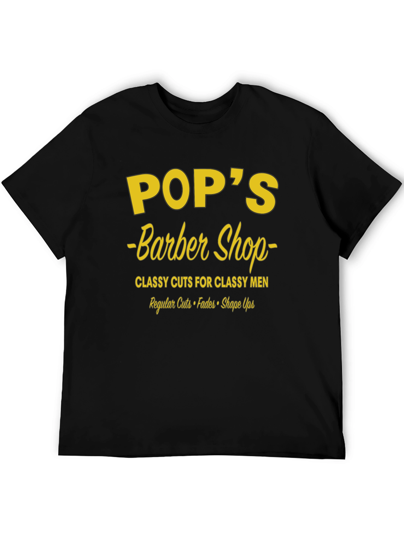 Black Pop's Barber Shop T-Shirt - Classy Men's Cuts view 5