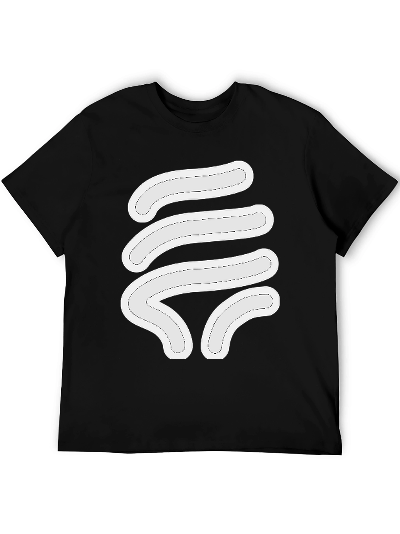 Black Abstract White Design Black Tee Shirt view 5