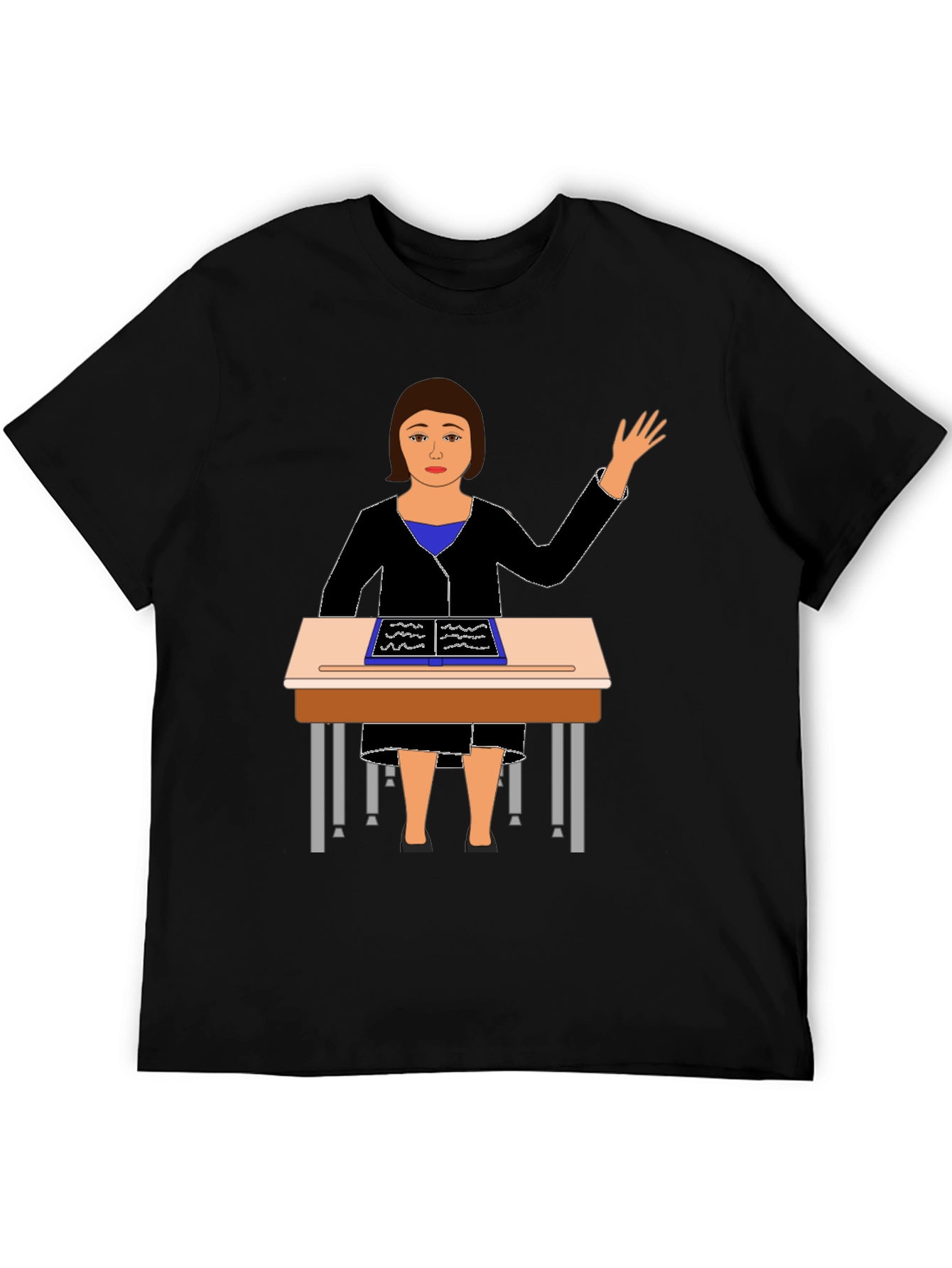 Black Teacher at Desk Graphic Tee view 5