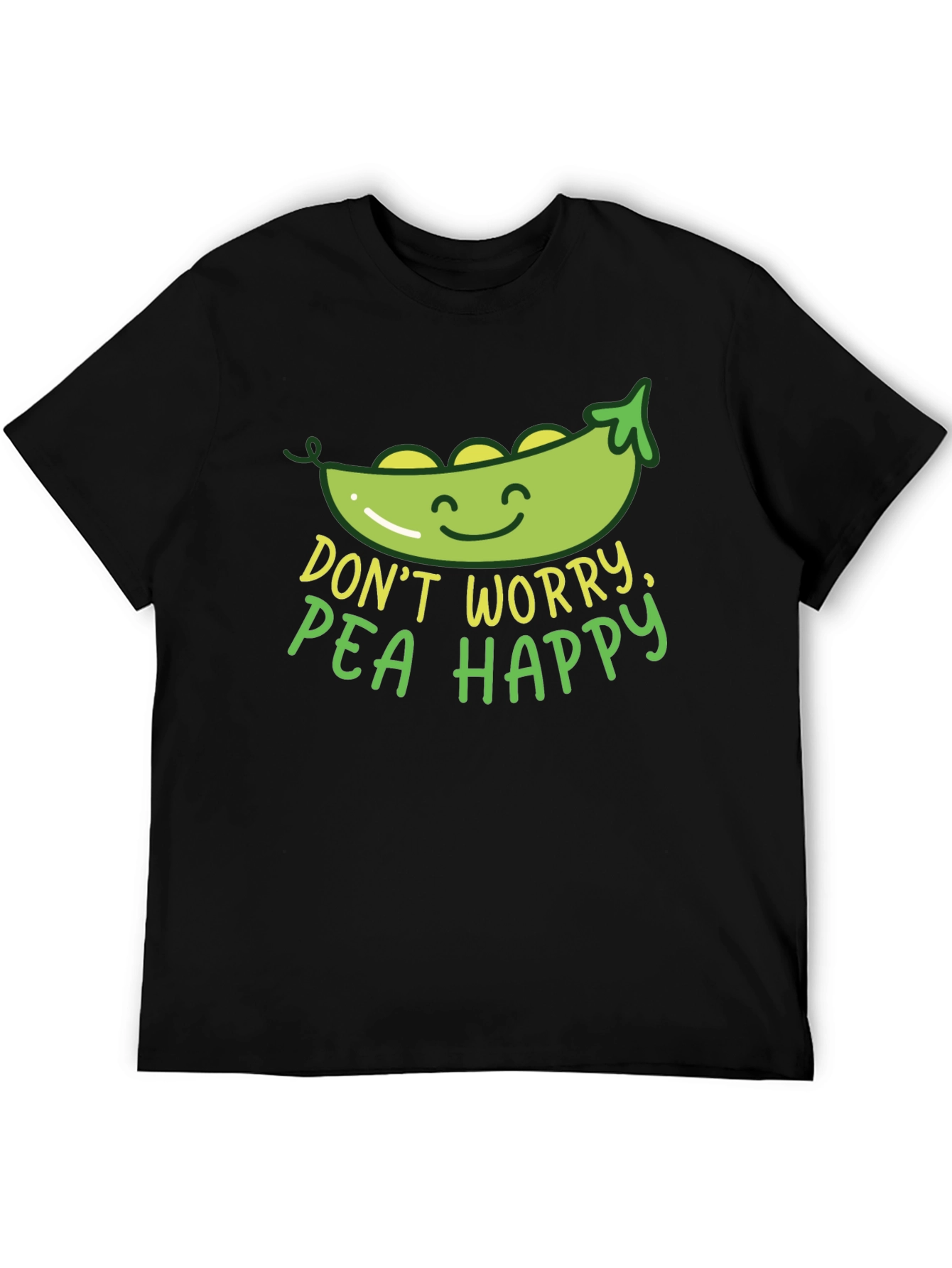 Black Don't Worry Pea Happy Graphic T-Shirt view 5