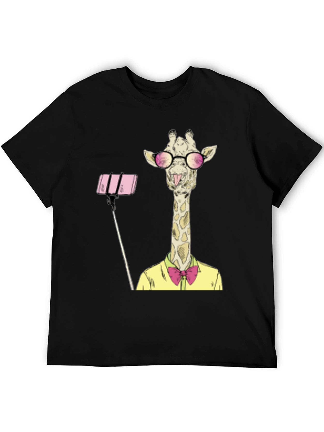 Black Giraffe Selfie Graphic T-Shirt - Unique Animal Design view 5
