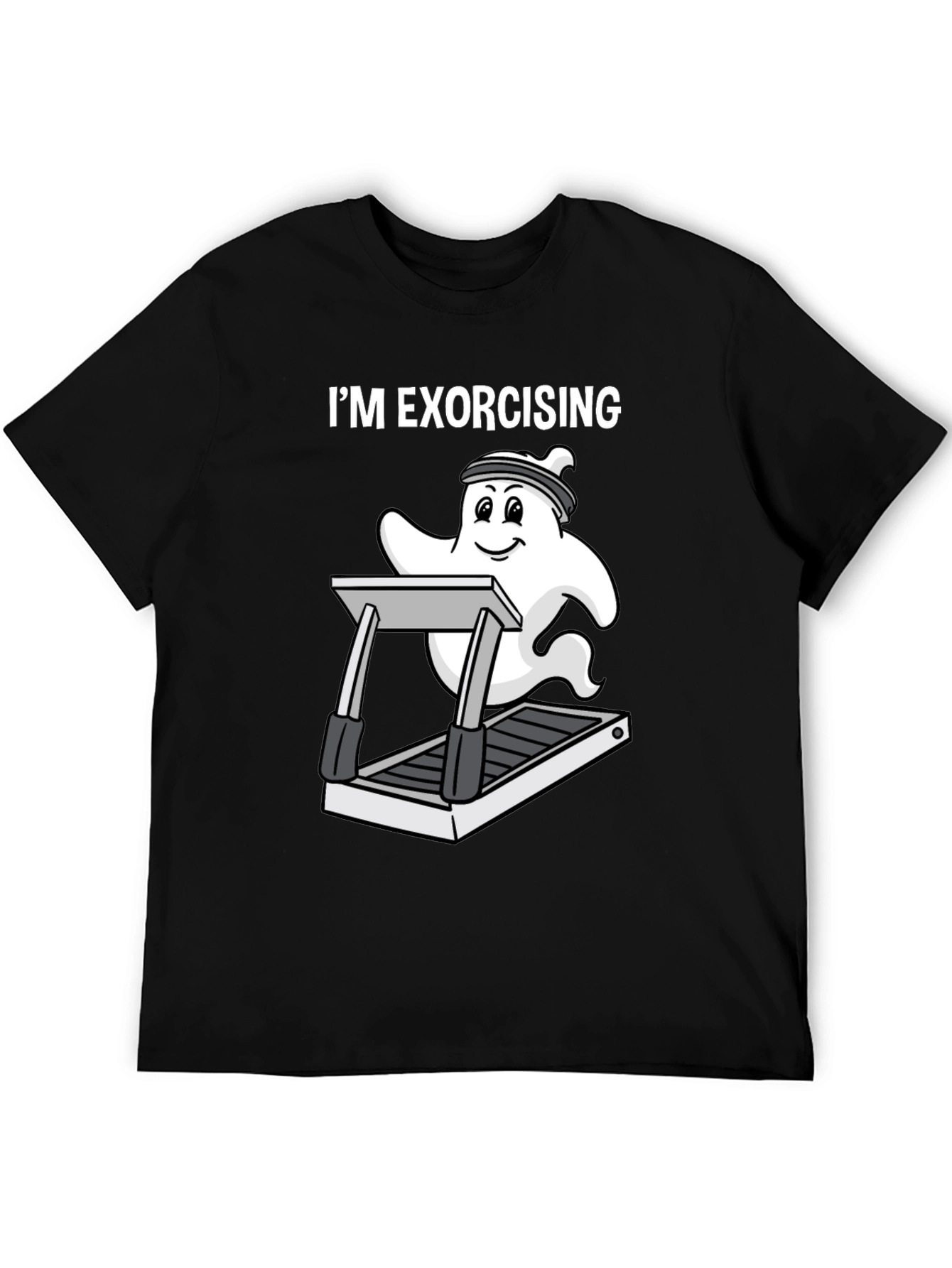 Black Funny Ghost Exorcising T-Shirt view 5