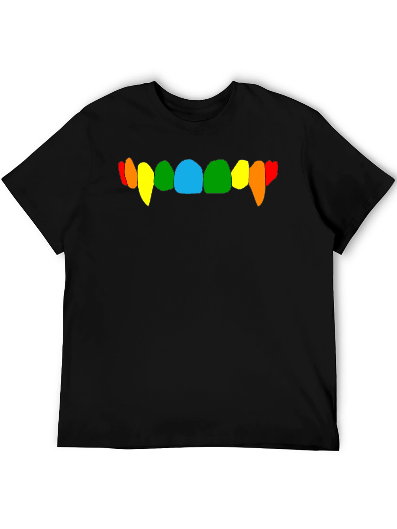 Black Rainbow Vampire Teeth Graphic Tee - Black Cotton T-Shirt view 5