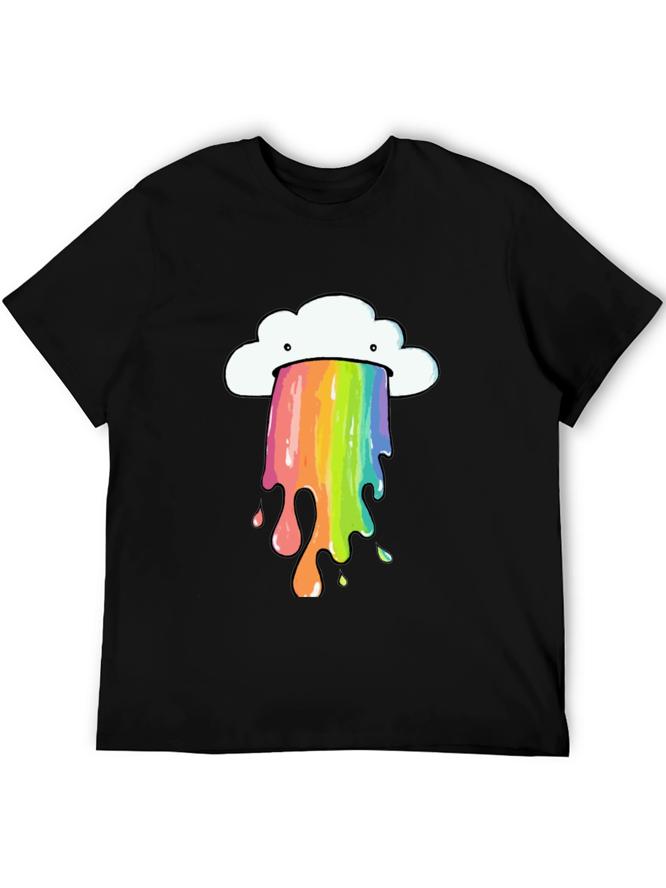 Black Rainbow Cloud Vomit Graphic Tee - Black Cotton T-Shirt view 5