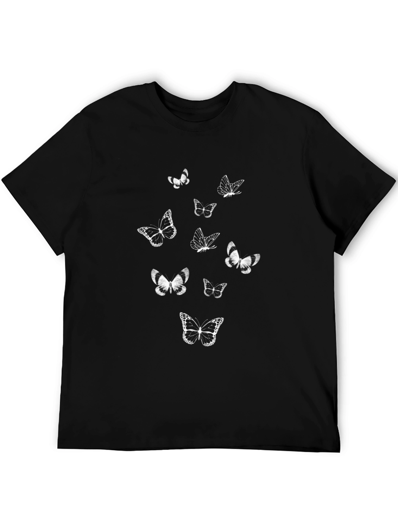 Black Butterfly Print Black T-Shirt view 5