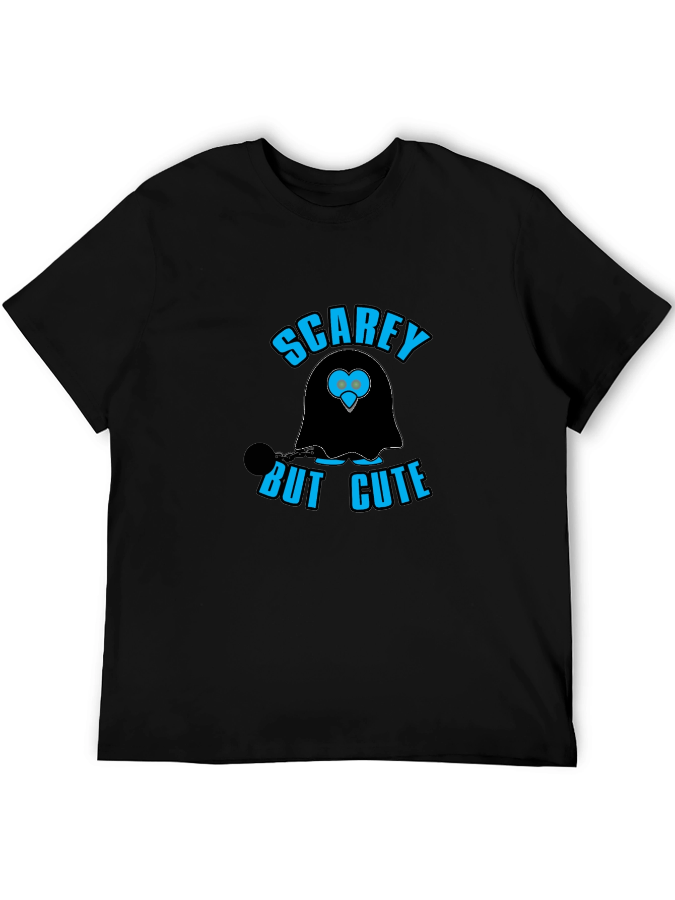 Black Scarey But Cute Ghost Graphic Black T-Shirt view 5