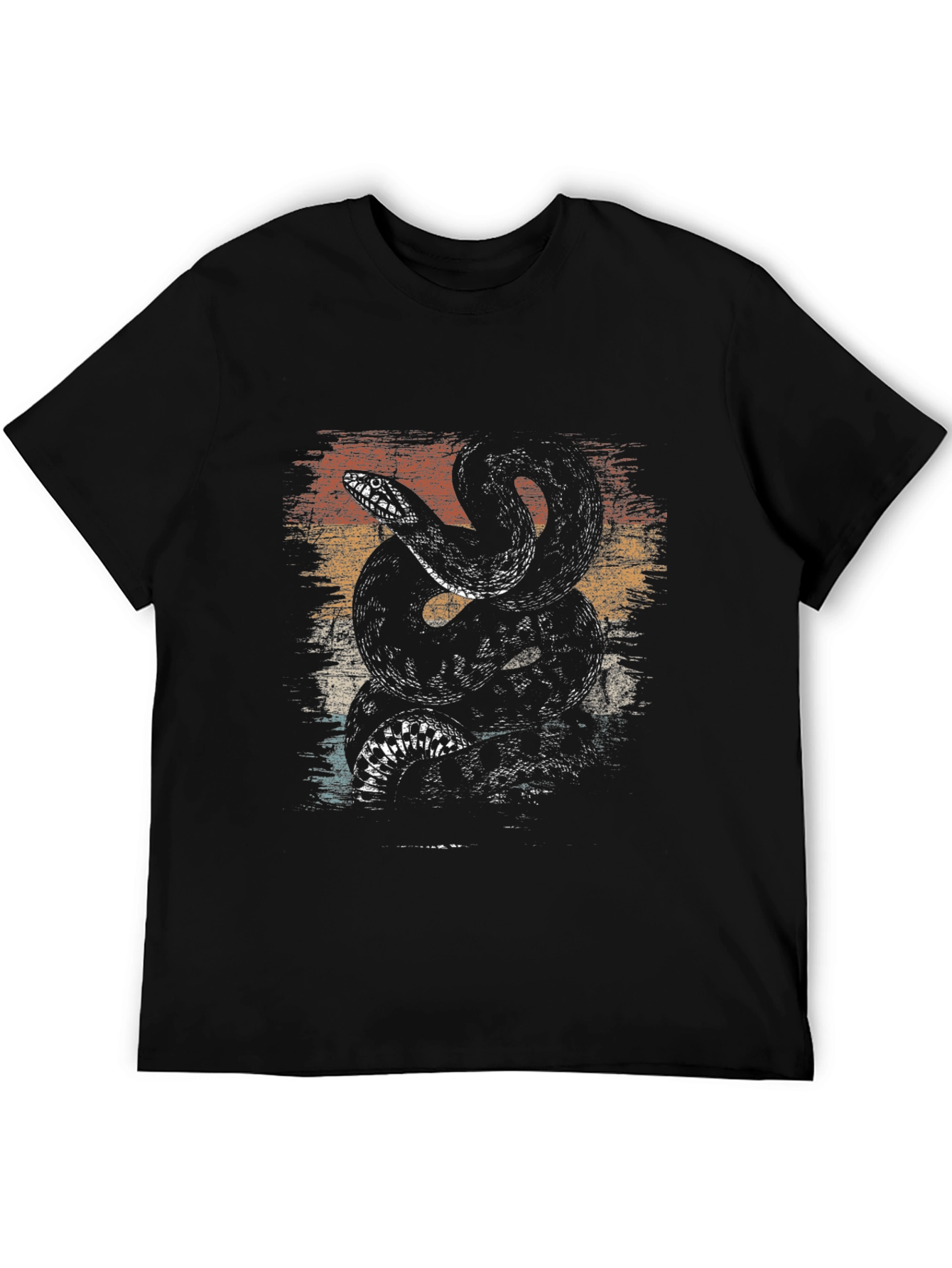 Black Retro Snake Graphic Tee - Men's Black T-Shirt view 5
