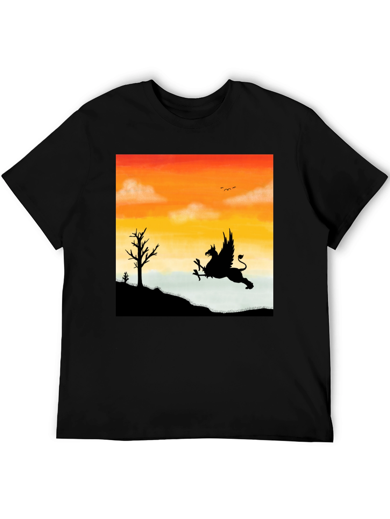 Black Gryphon Sunset T-Shirt - Mythical Creature Tee view 5