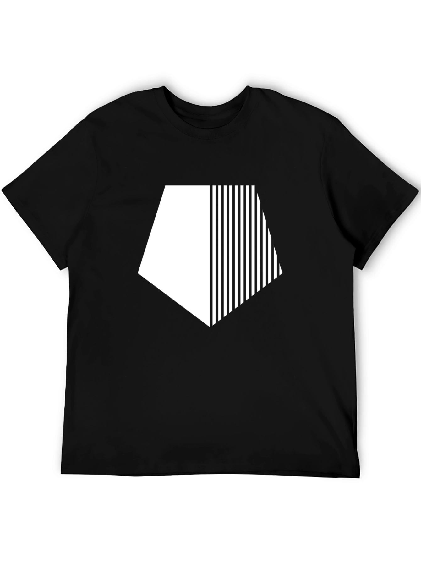 Black Modern Geometric Graphic Tee - Black Cotton Blend view 5