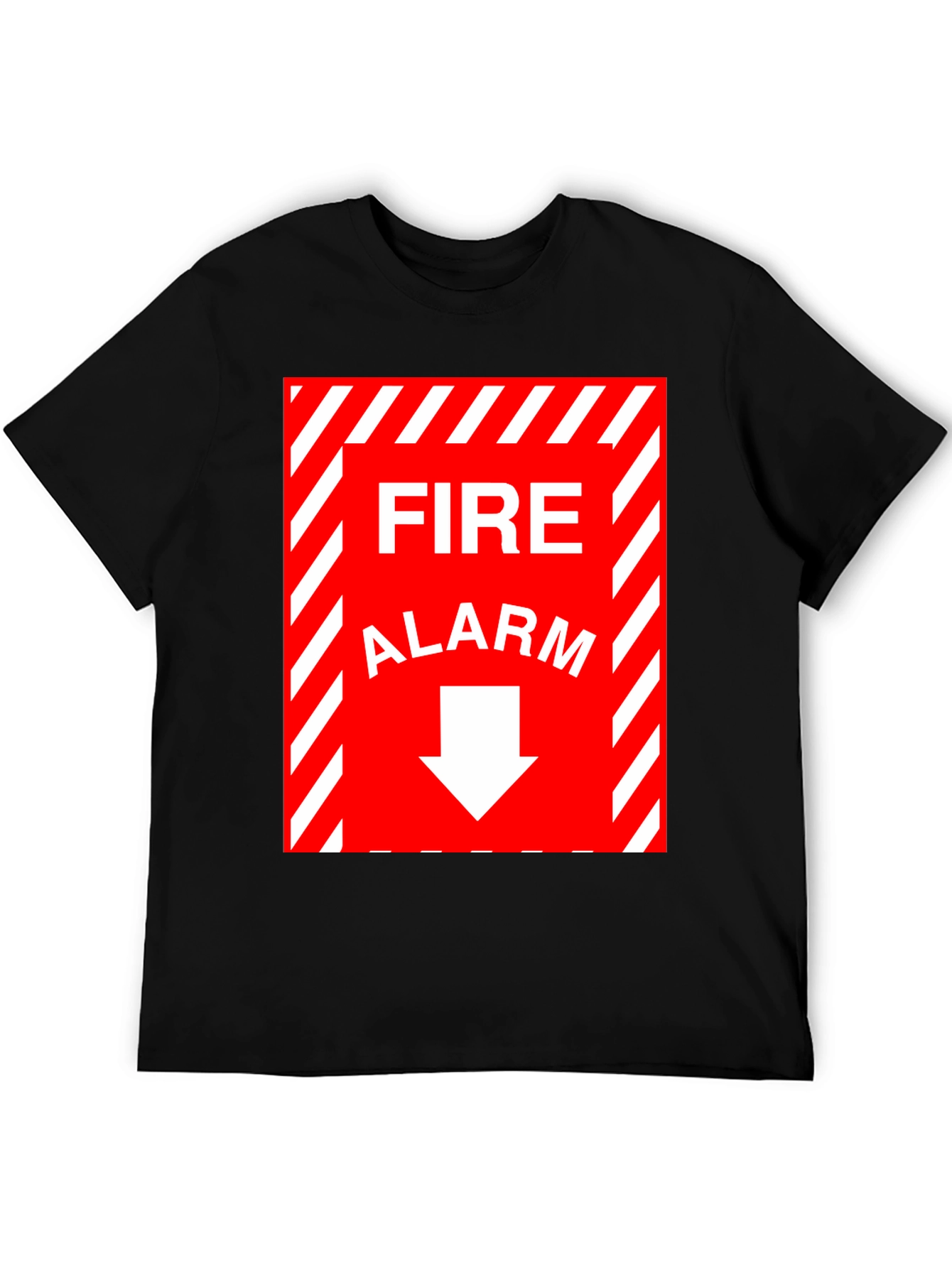 Black Fire Alarm Graphic Tee - Novelty T-Shirt view 5