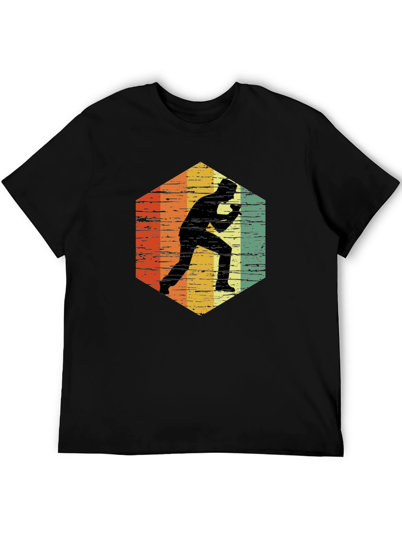 Black Retro Table Tennis Player T-Shirt view 5