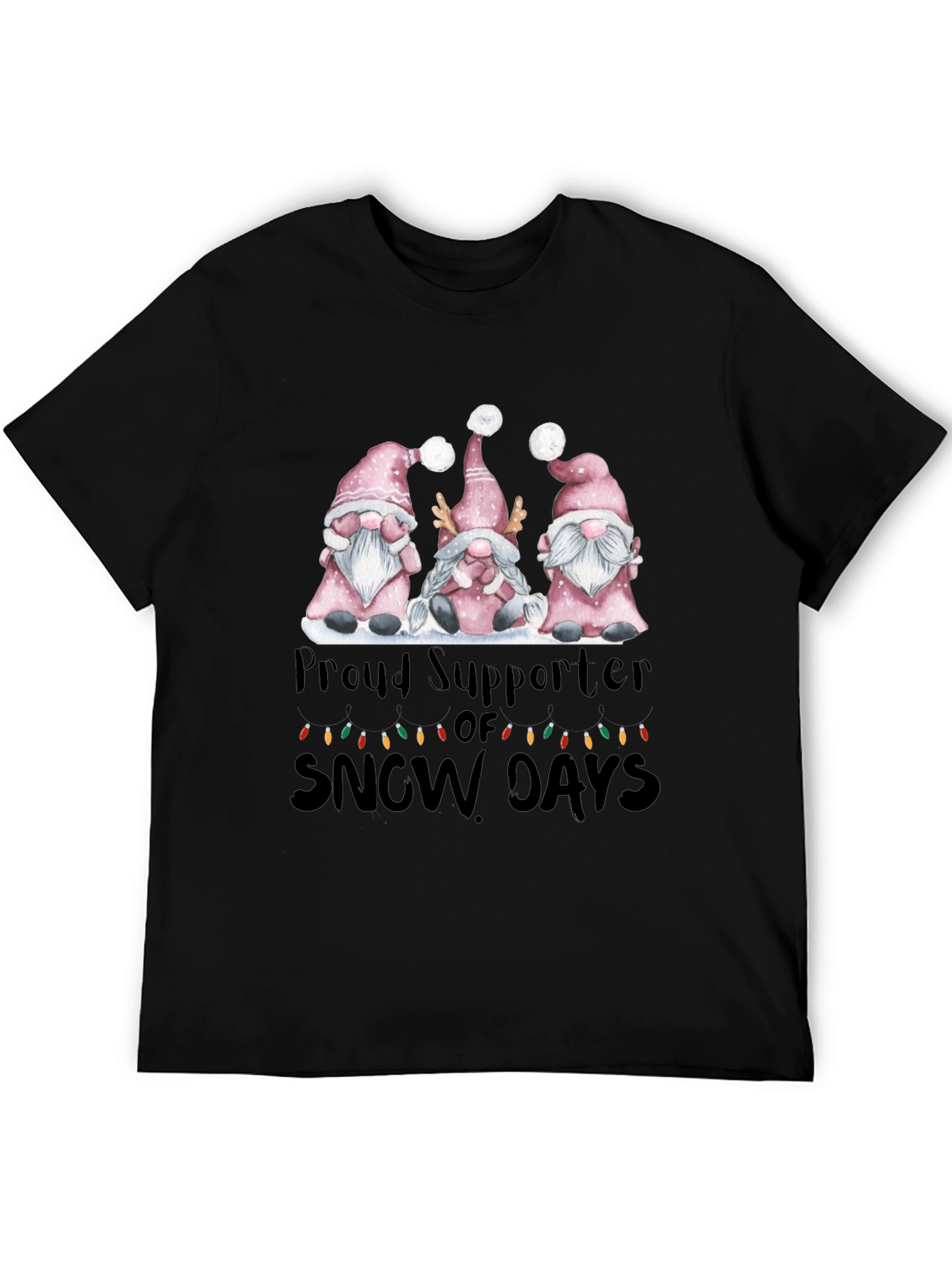 Black Proud Supporter of Snow Days Gnome T-Shirt view 5