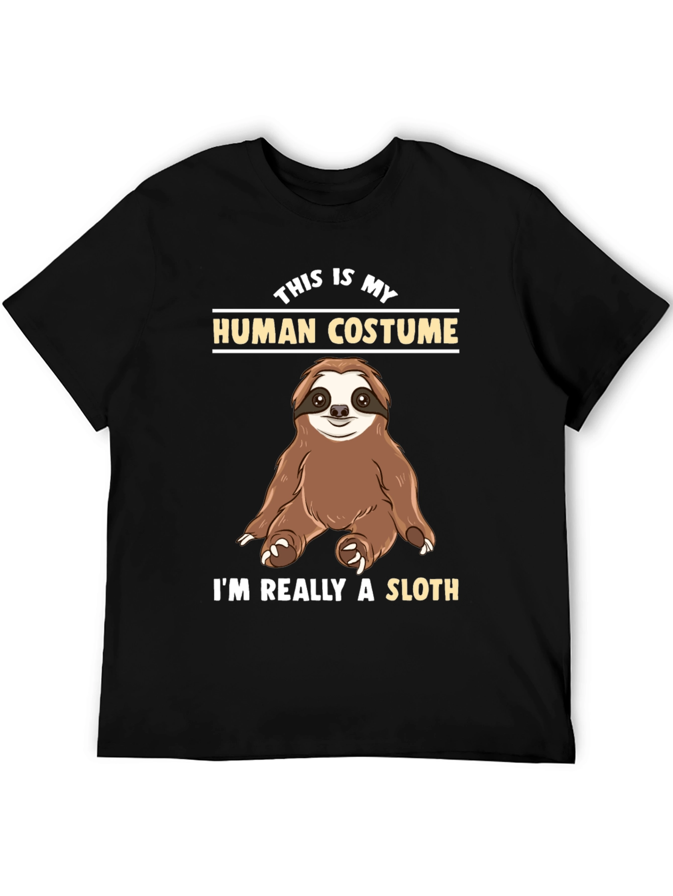Black Funny Sloth Human Costume T-Shirt view 5