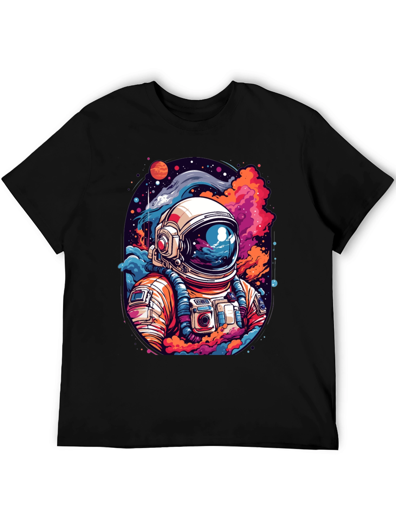 Black Cosmic Astronaut Graphic Tee - Men's Black T-Shirt view 5