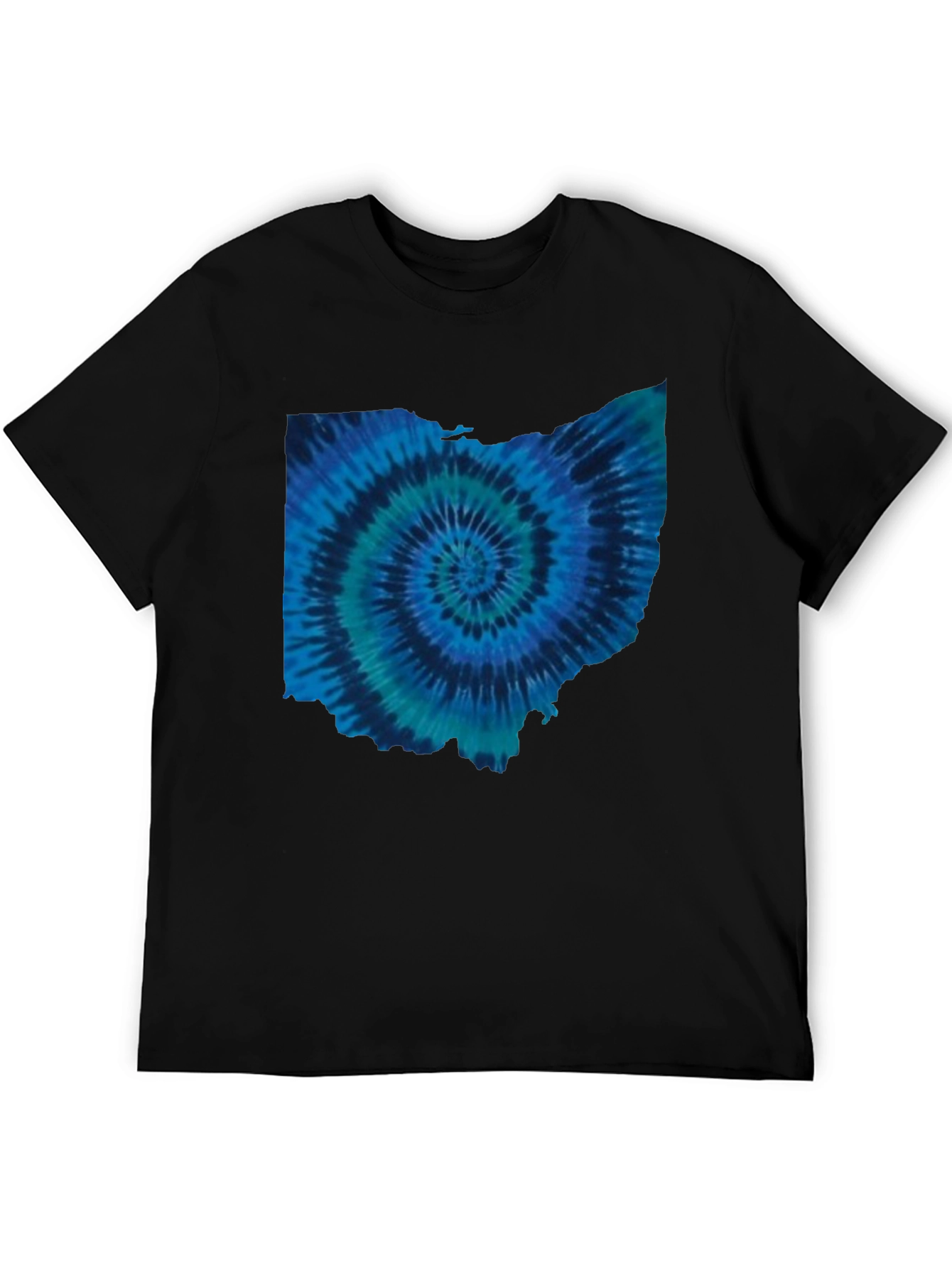 Black Ohio Tie Dye State Shape T-Shirt view 5