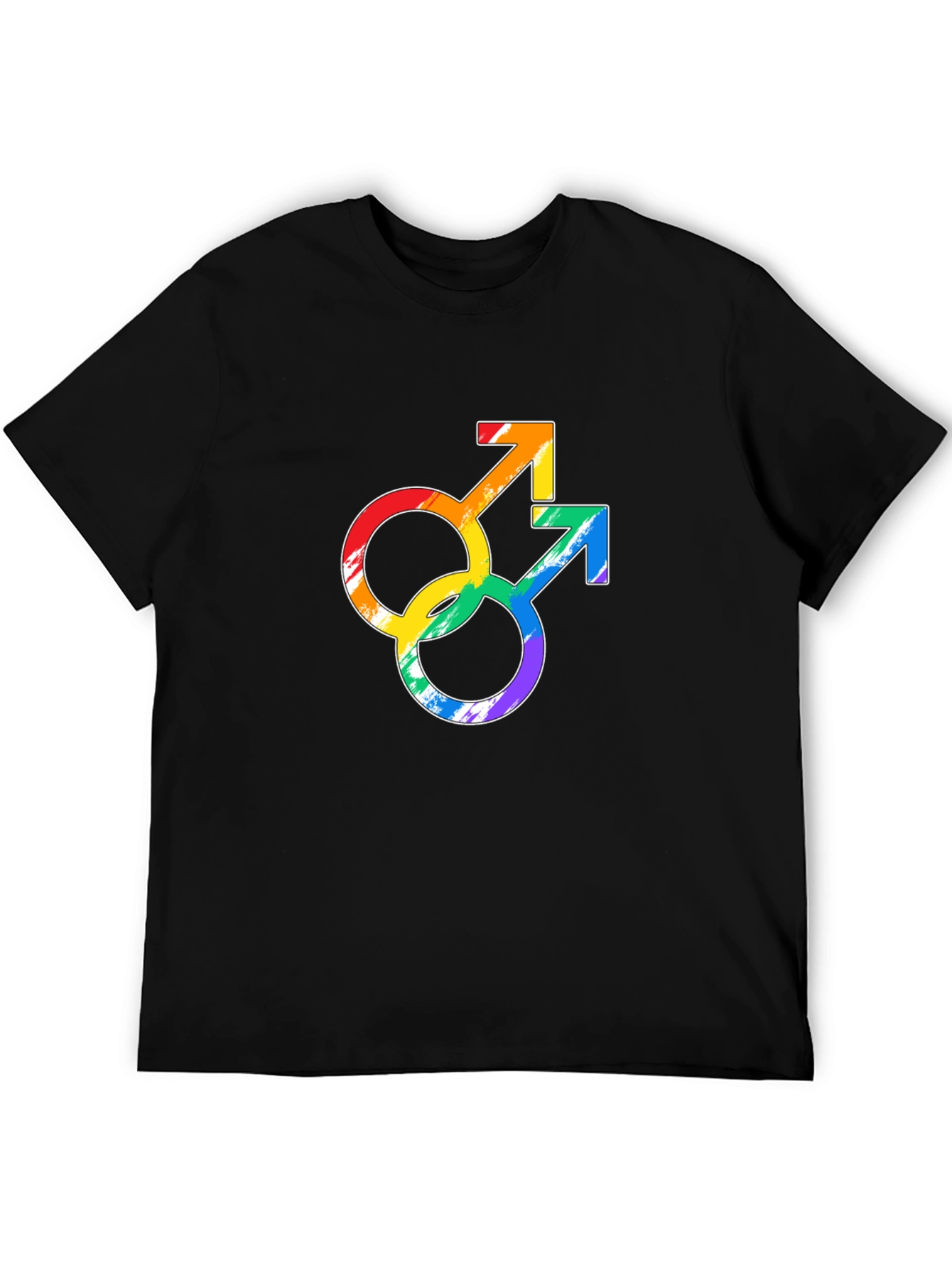Black Rainbow Gay Pride Double Mars Symbol Black T-Shirt view 5