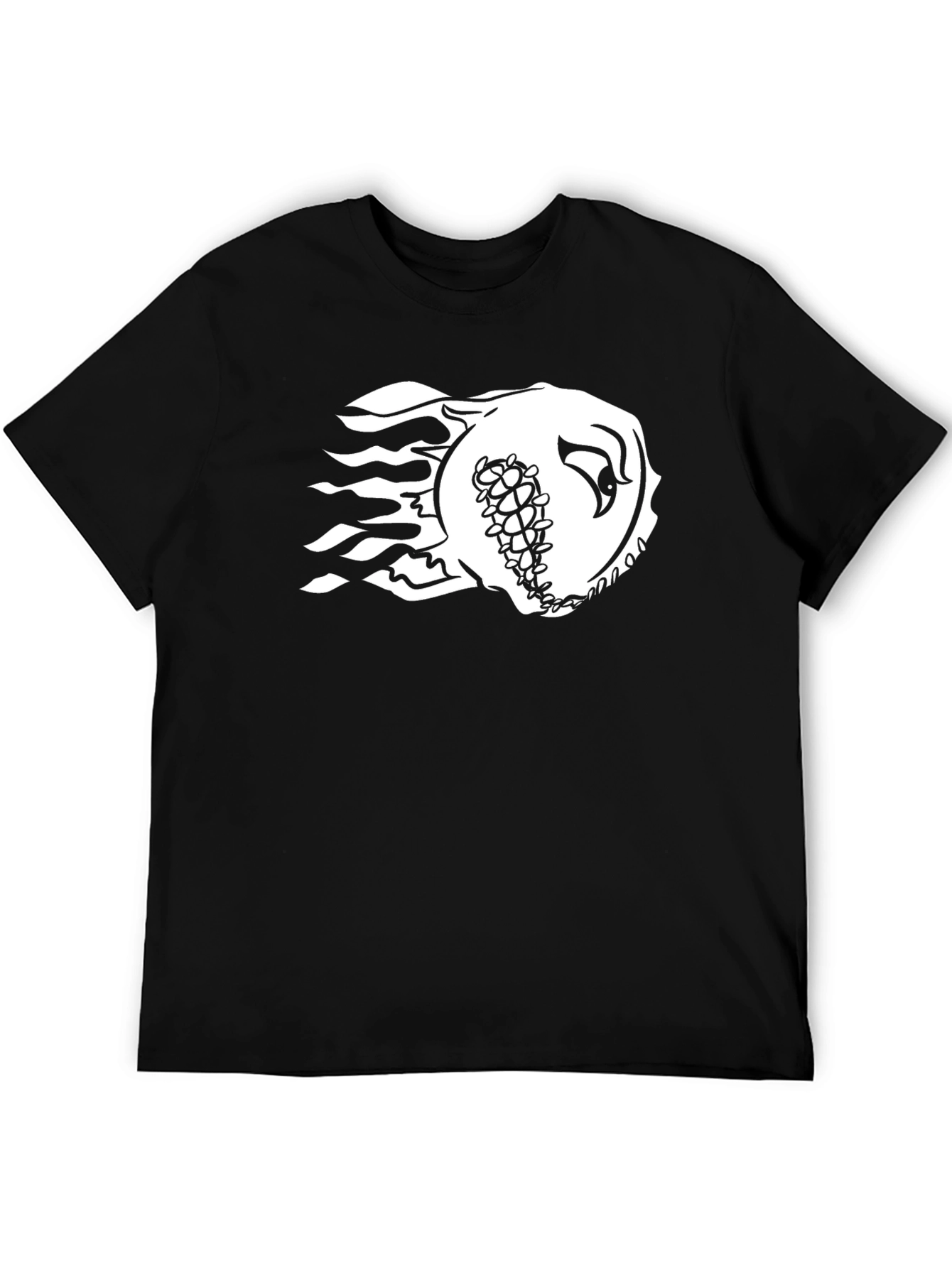 Black Fiery Baseball Graphic Tee - Black Cotton Shirt view 5