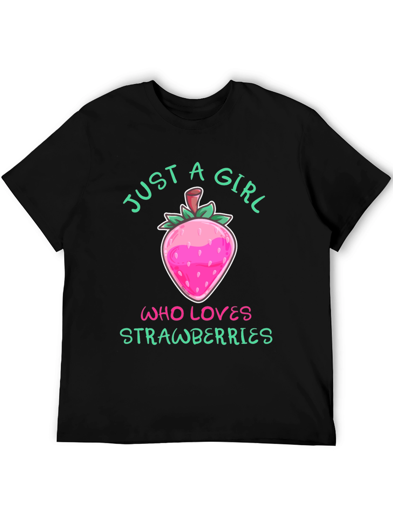 Black Strawberry Lover T-Shirt - Just A Girl Who Loves Strawberries view 5